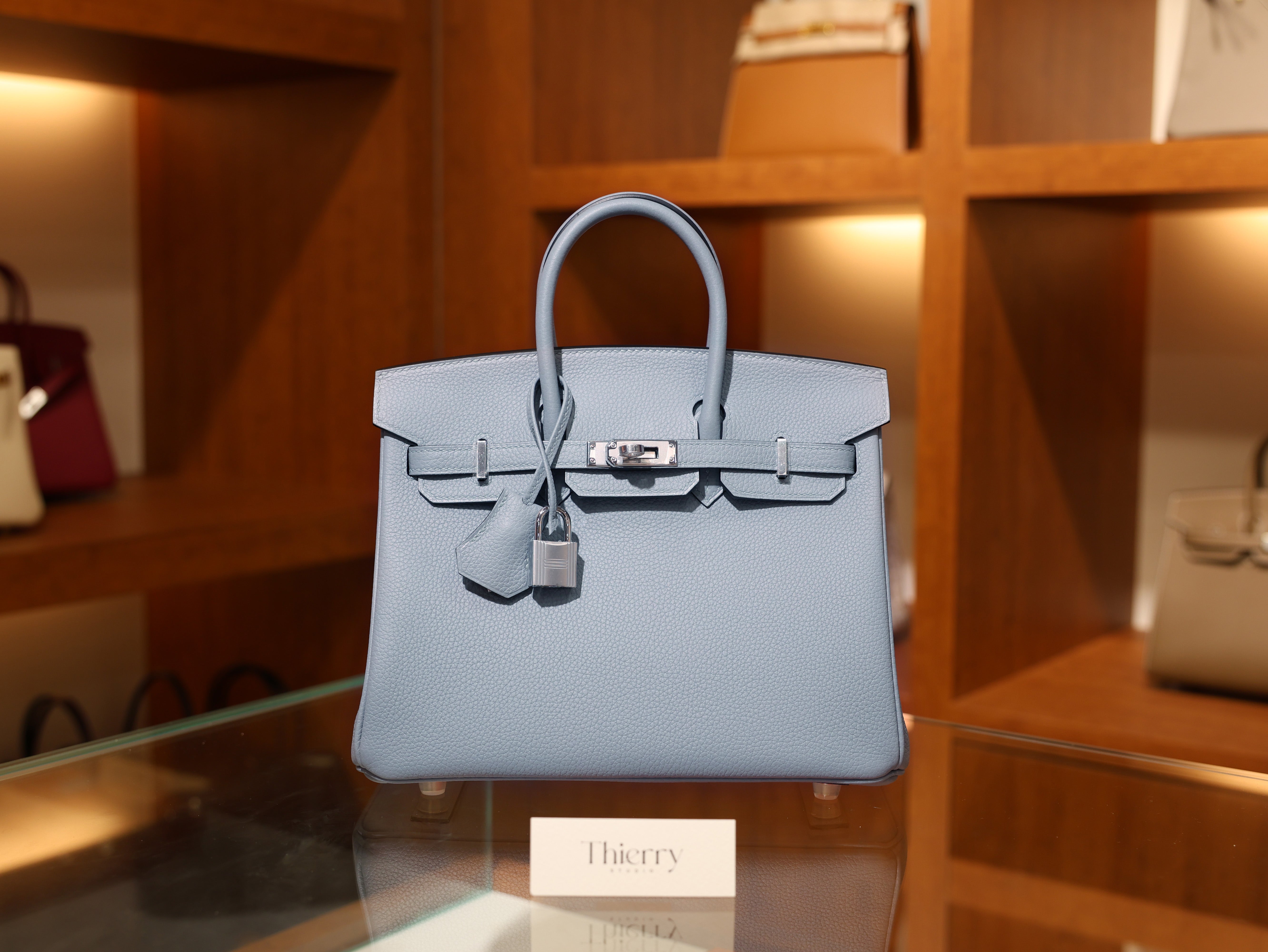 버킨 25 토고 블루린 은장