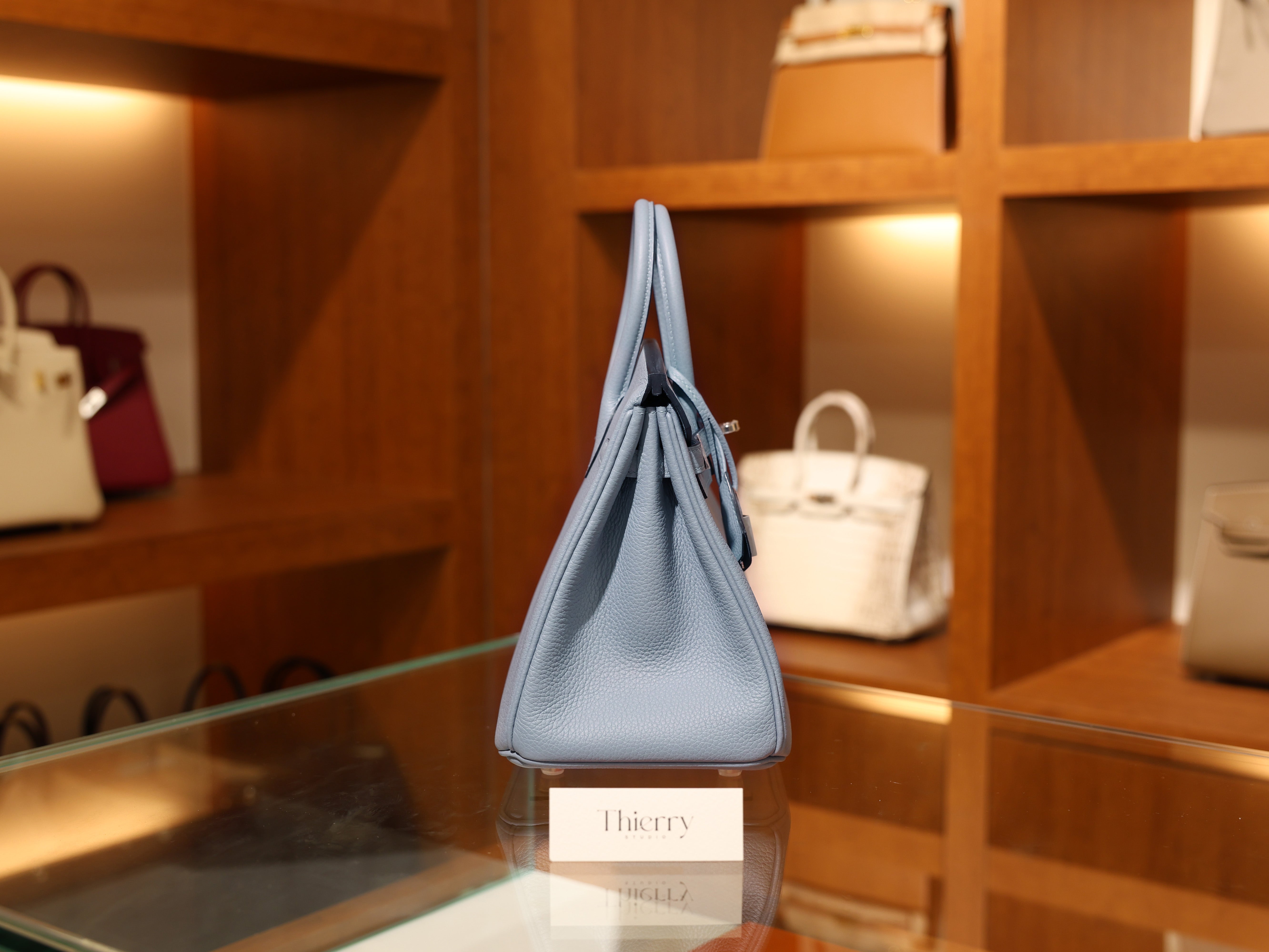 버킨 25 토고 블루린 은장