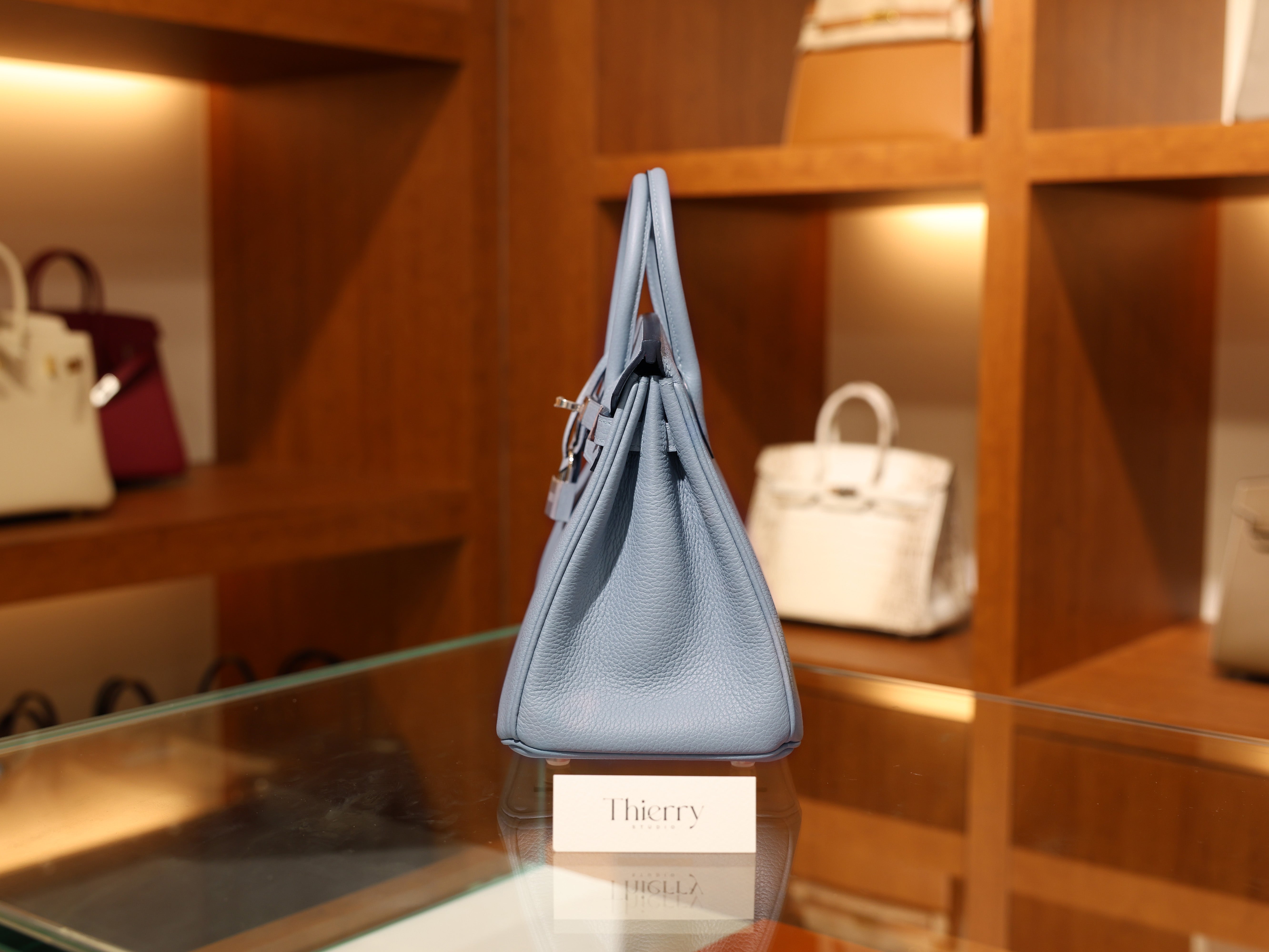 버킨 25 토고 블루린 은장