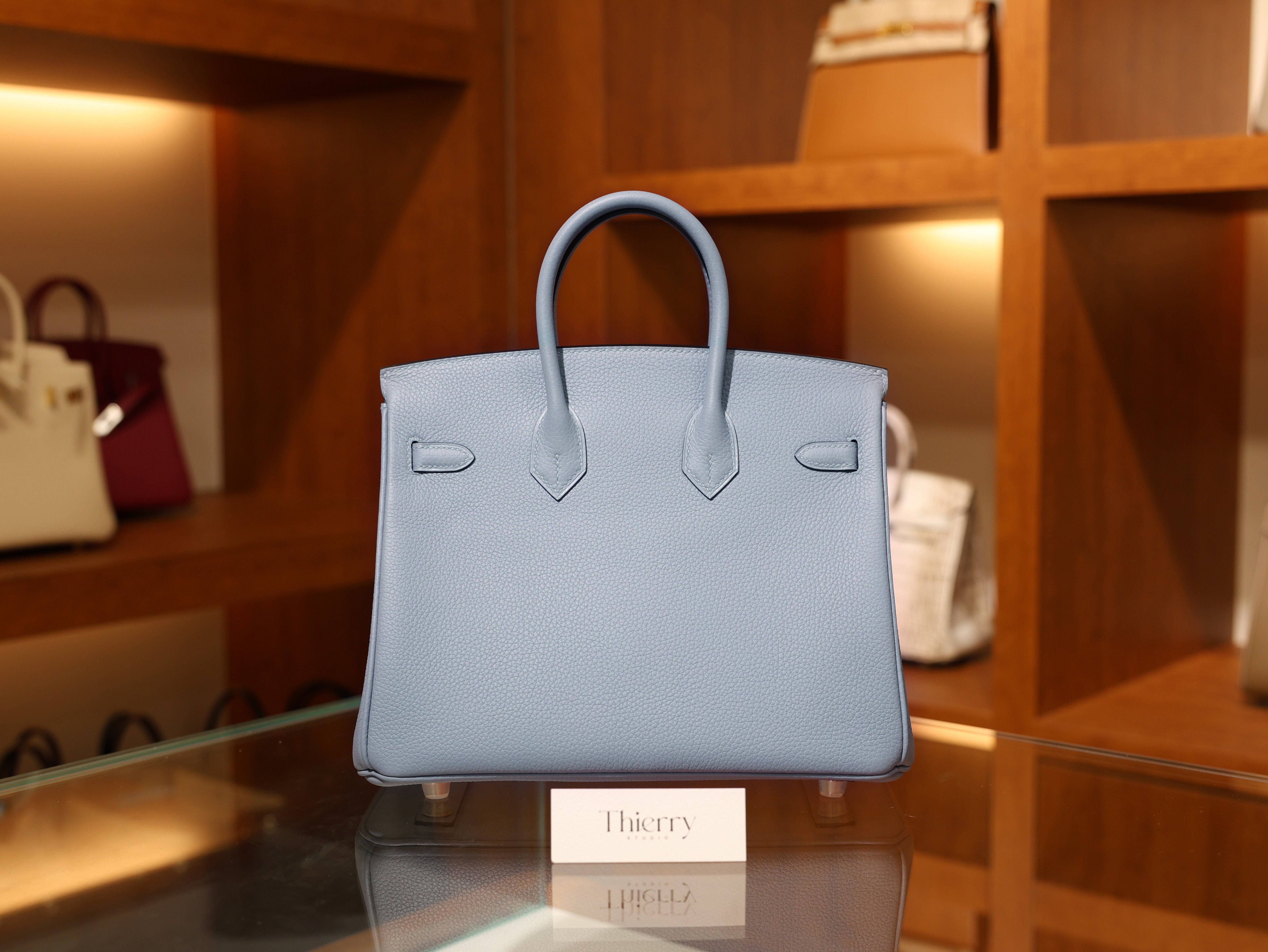 버킨 25 토고 블루린 은장