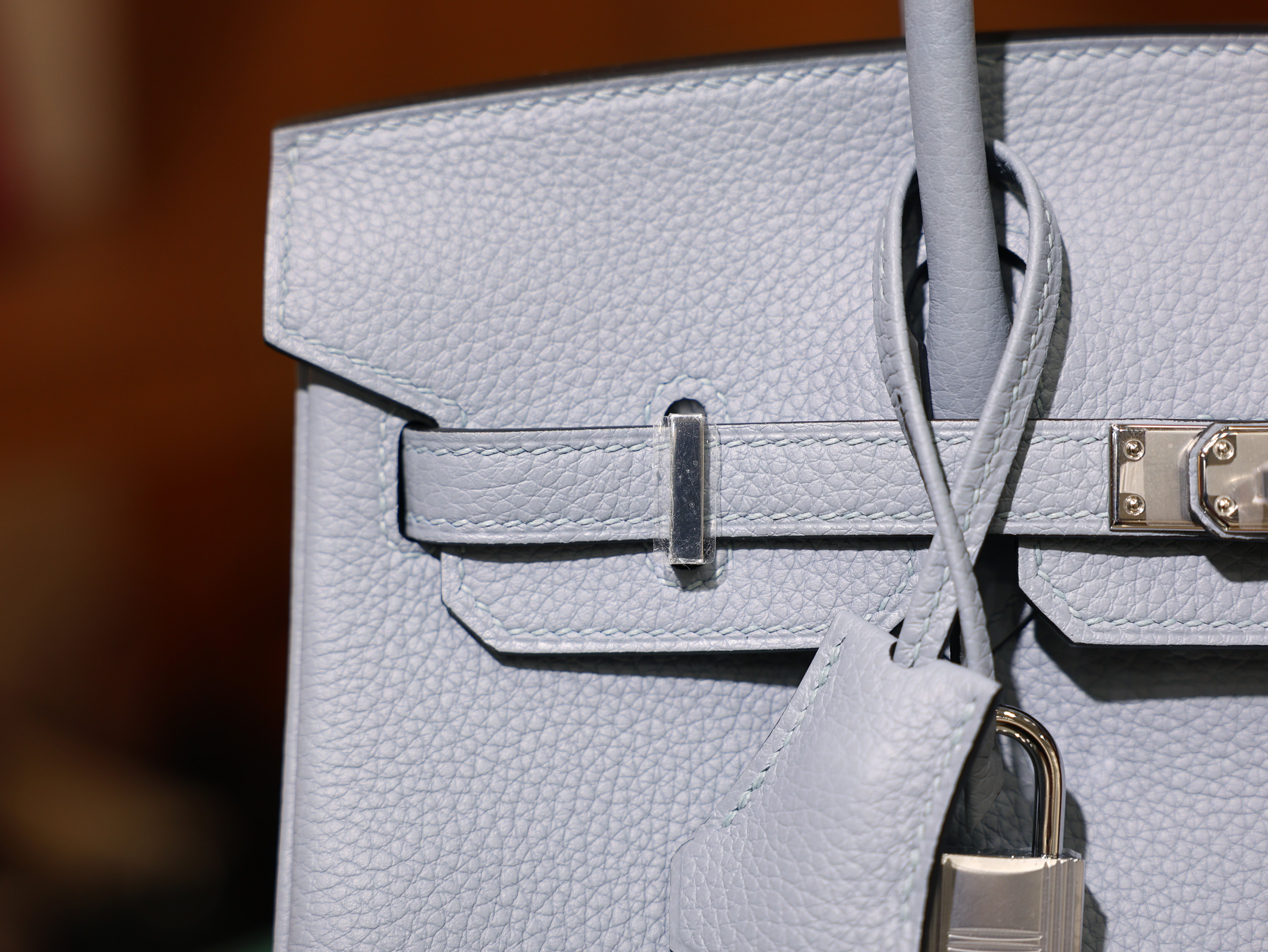 버킨 25 토고 블루린 은장