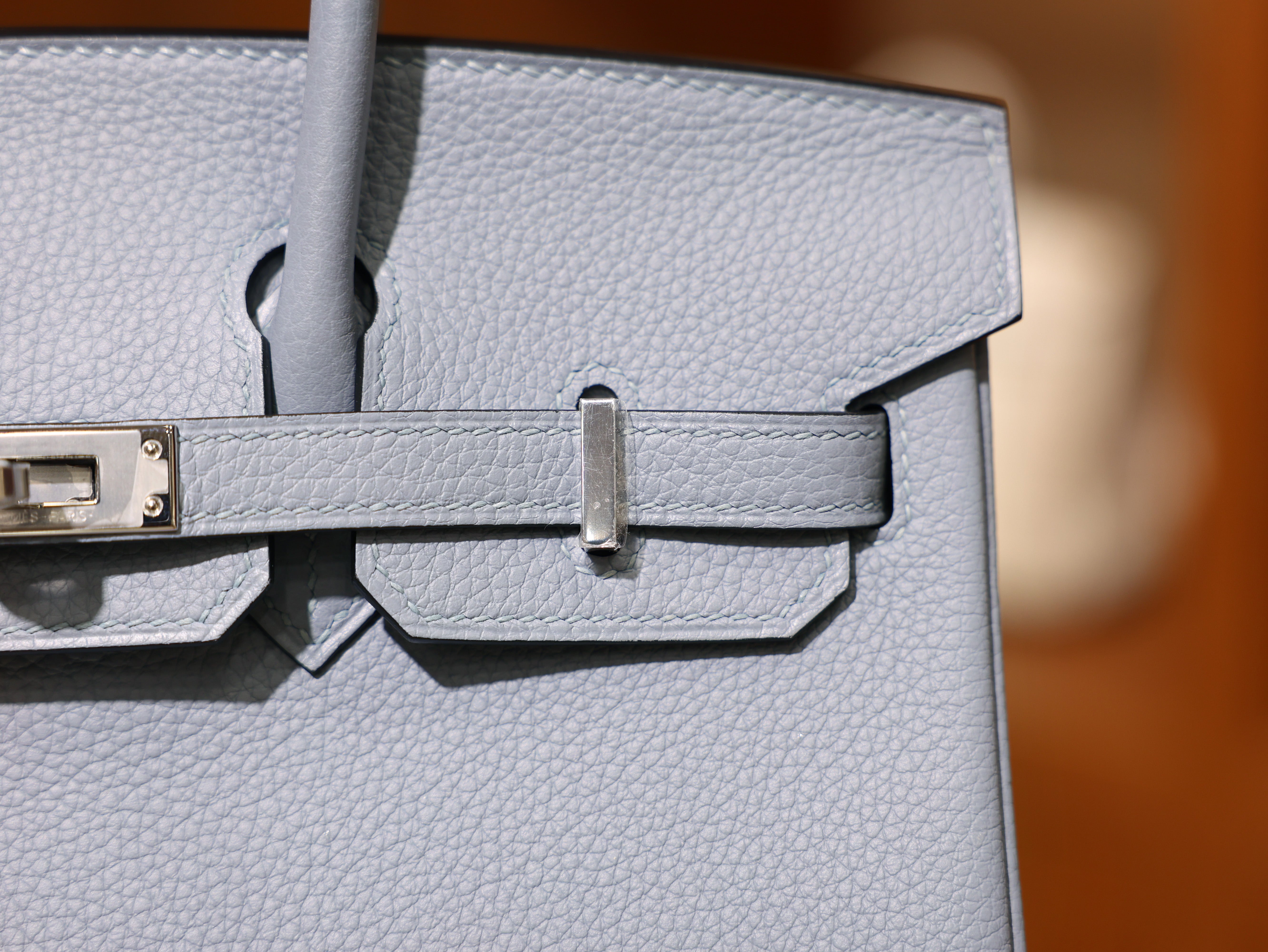 버킨 25 토고 블루린 은장