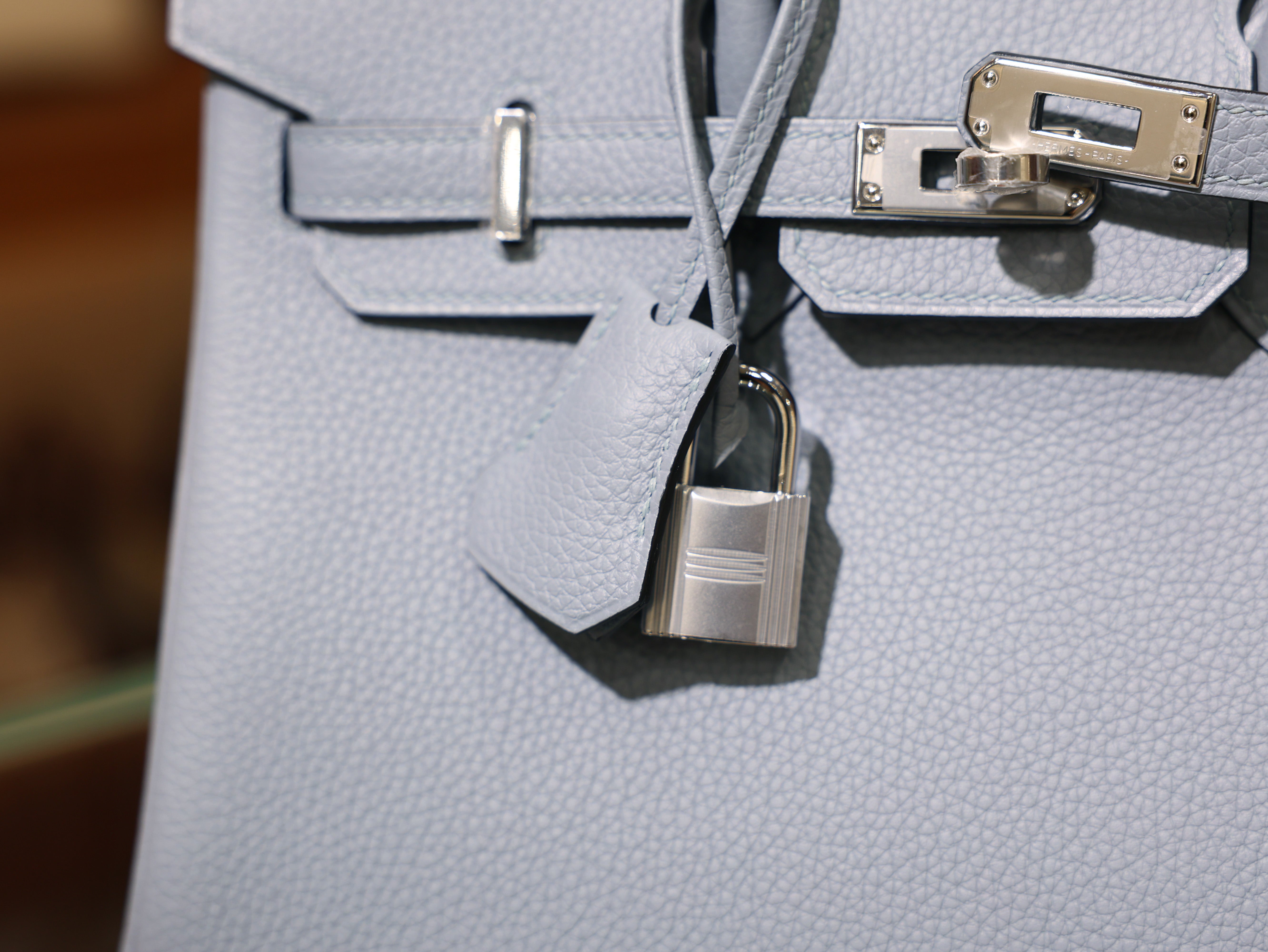 버킨 25 토고 블루린 은장