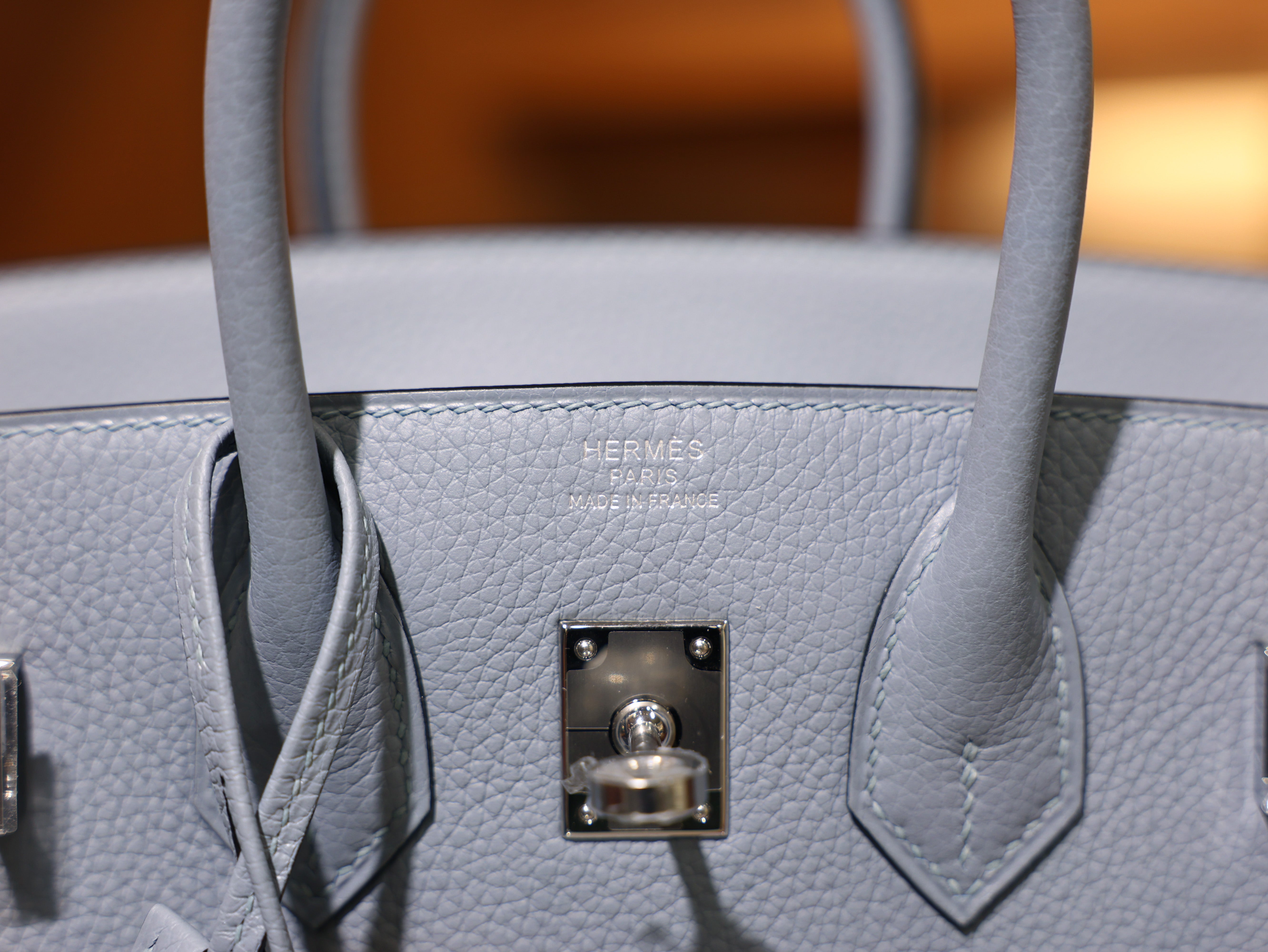 버킨 25 토고 블루린 은장