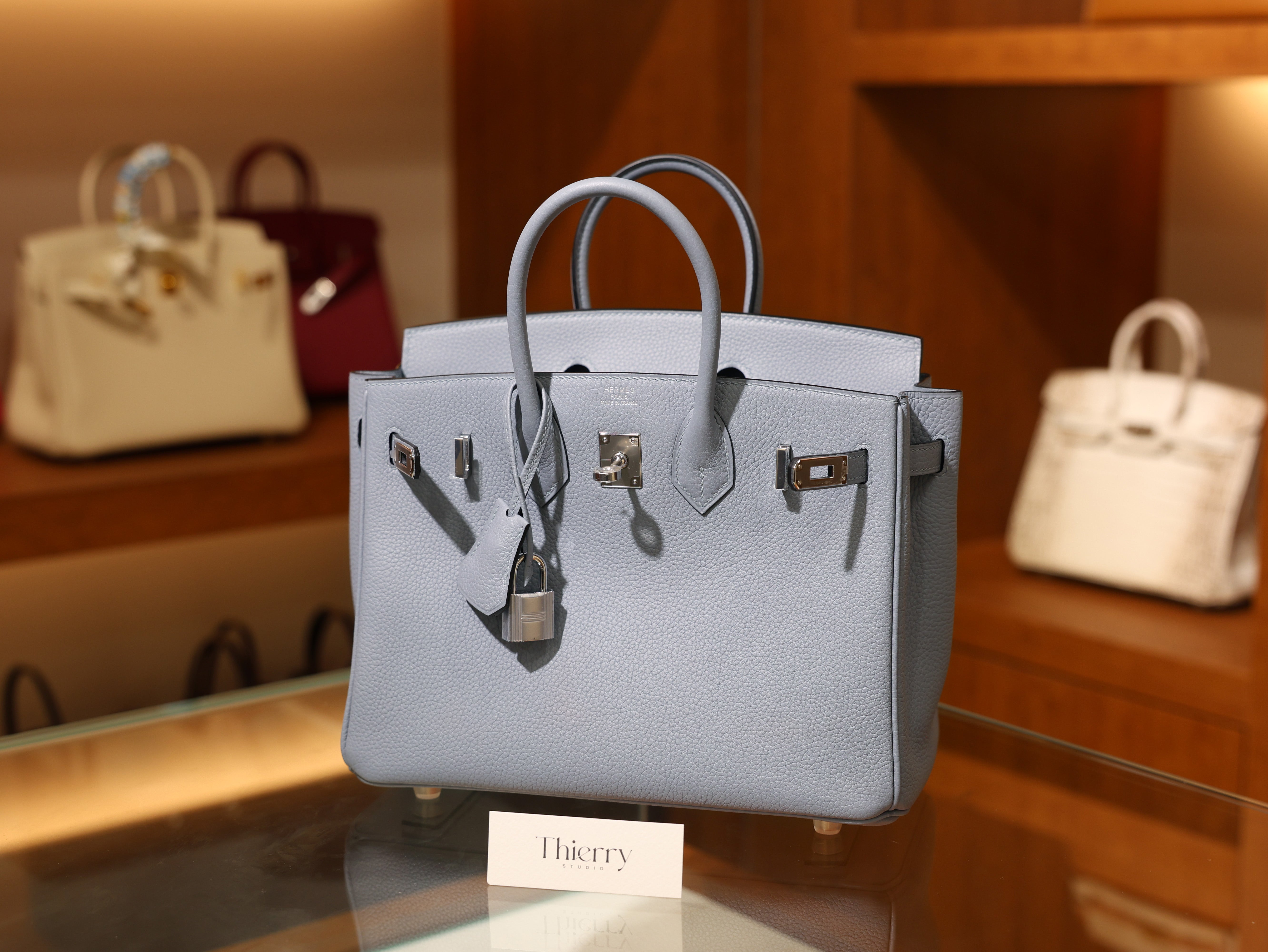 버킨 25 토고 블루린 은장