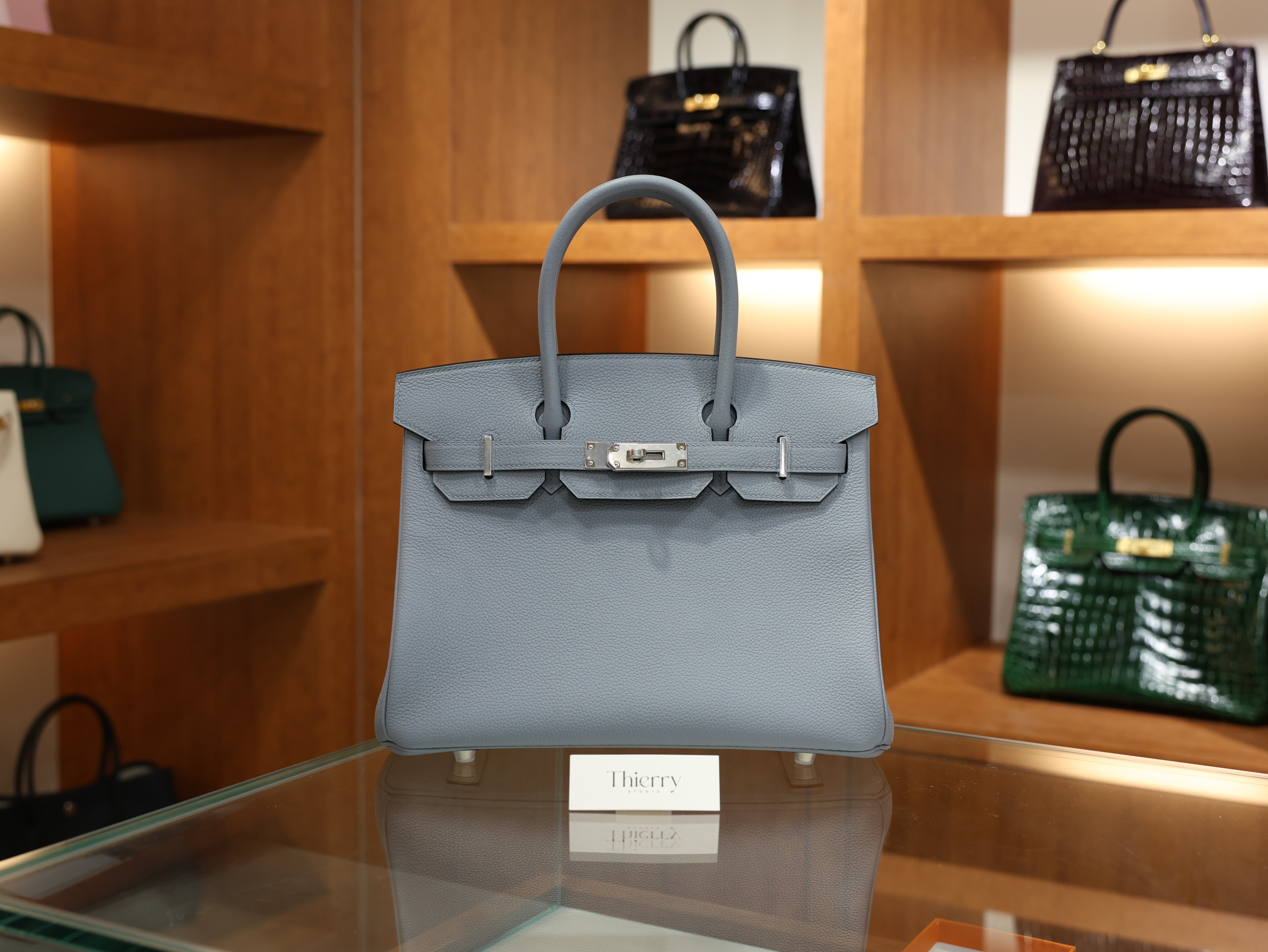 버킨 30 토고 블루린 은장