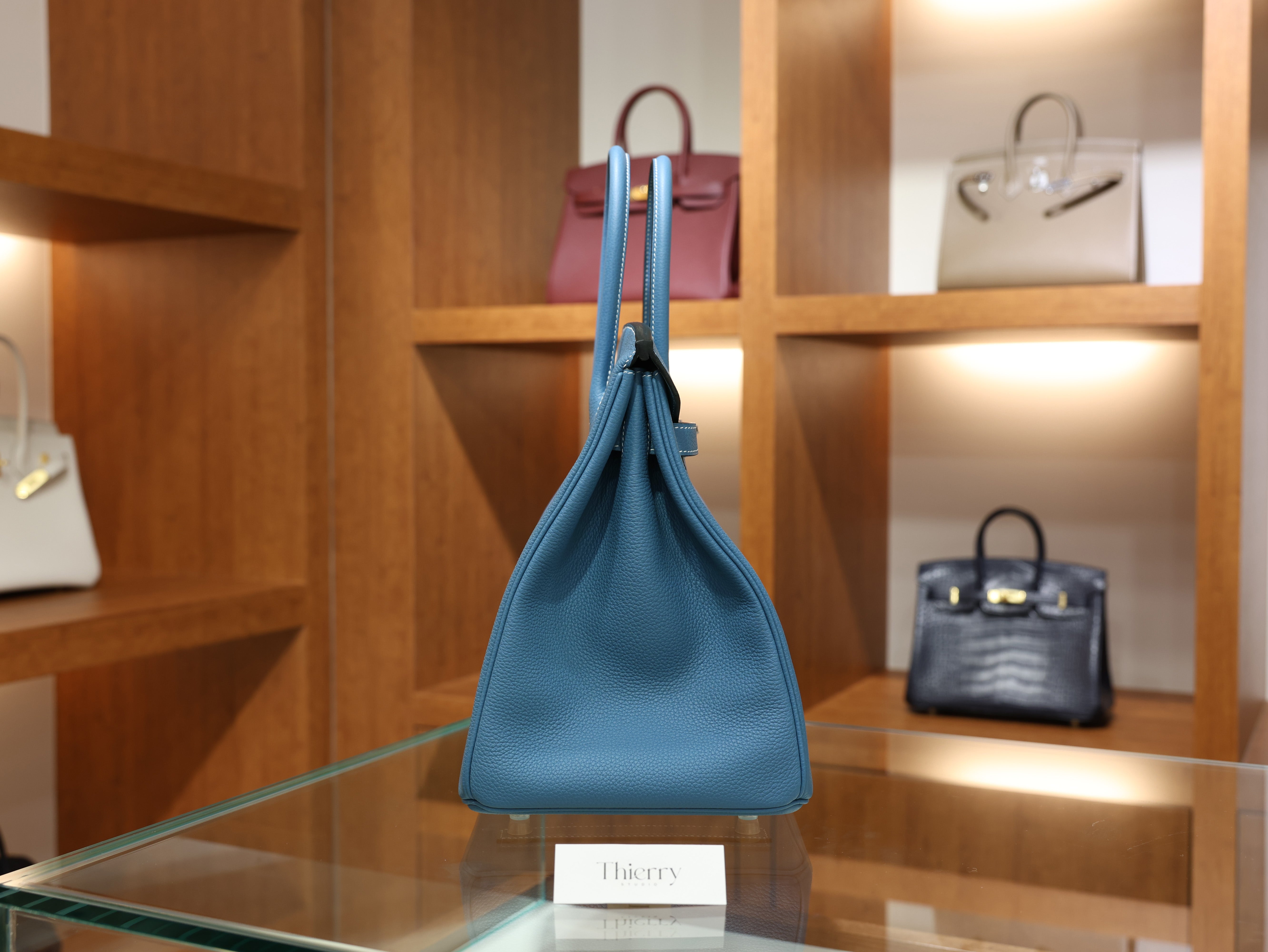 버킨 35 토고 블루진 은장