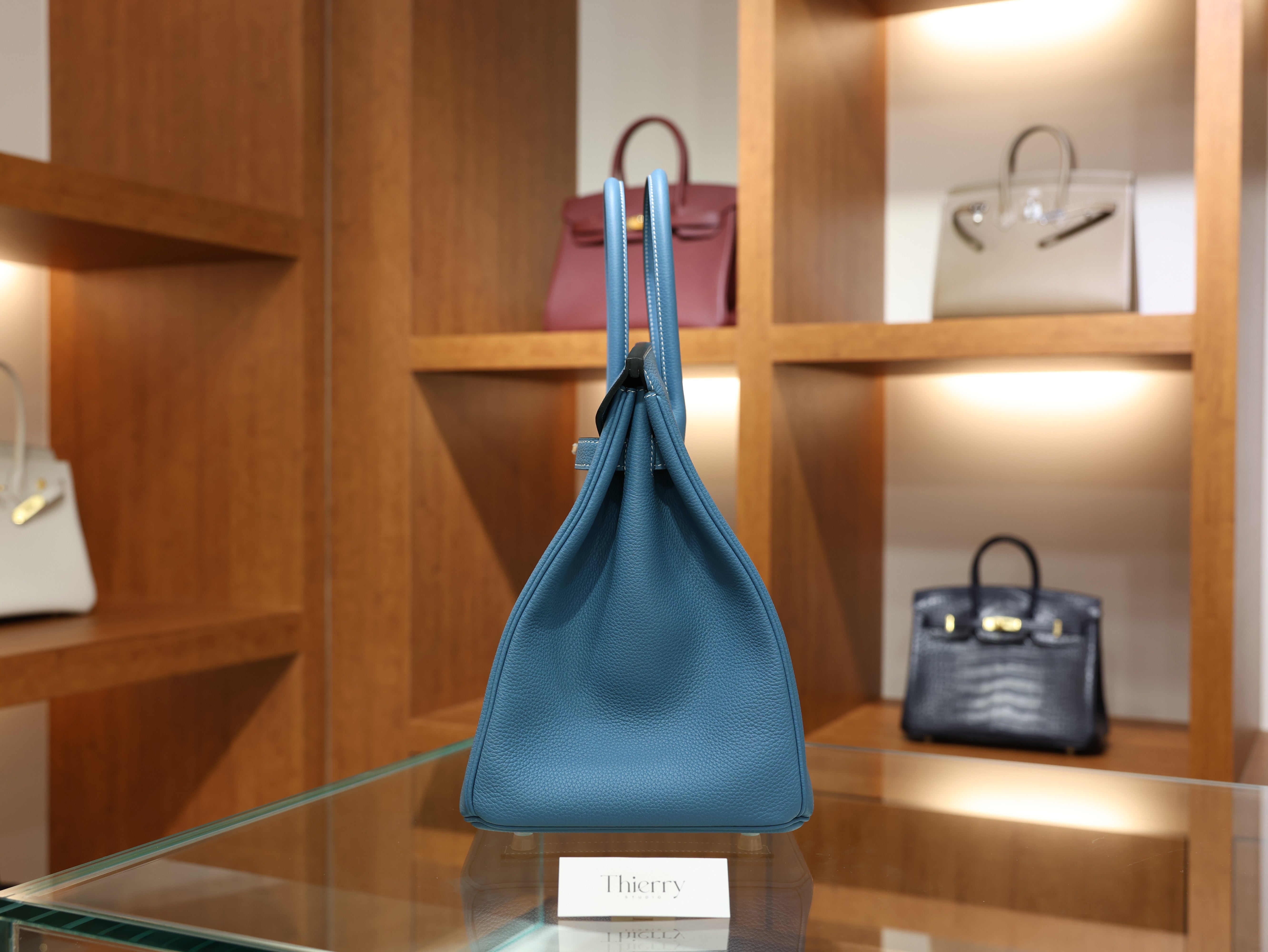 버킨 35 토고 블루진 은장