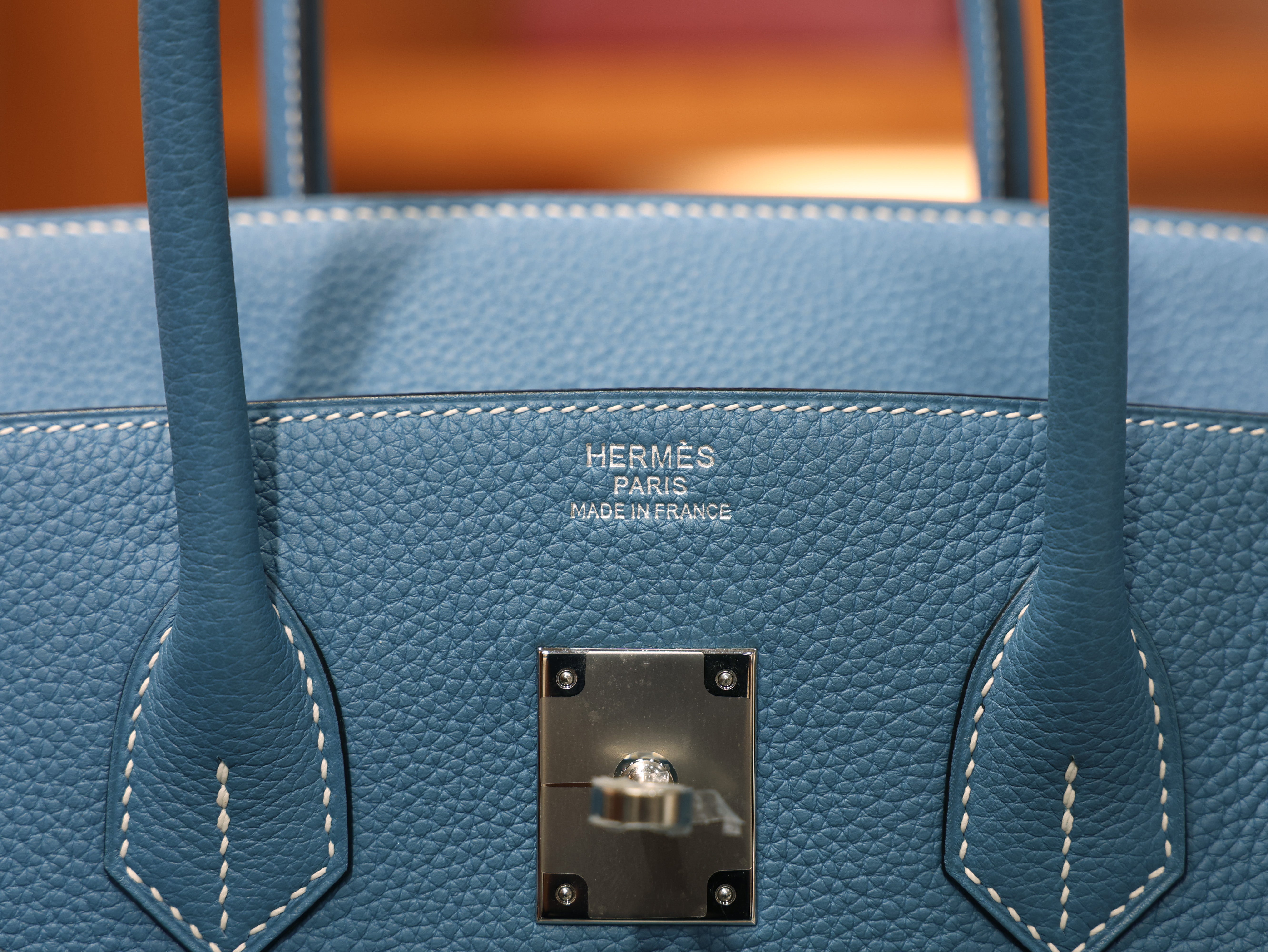 버킨 35 토고 블루진 은장