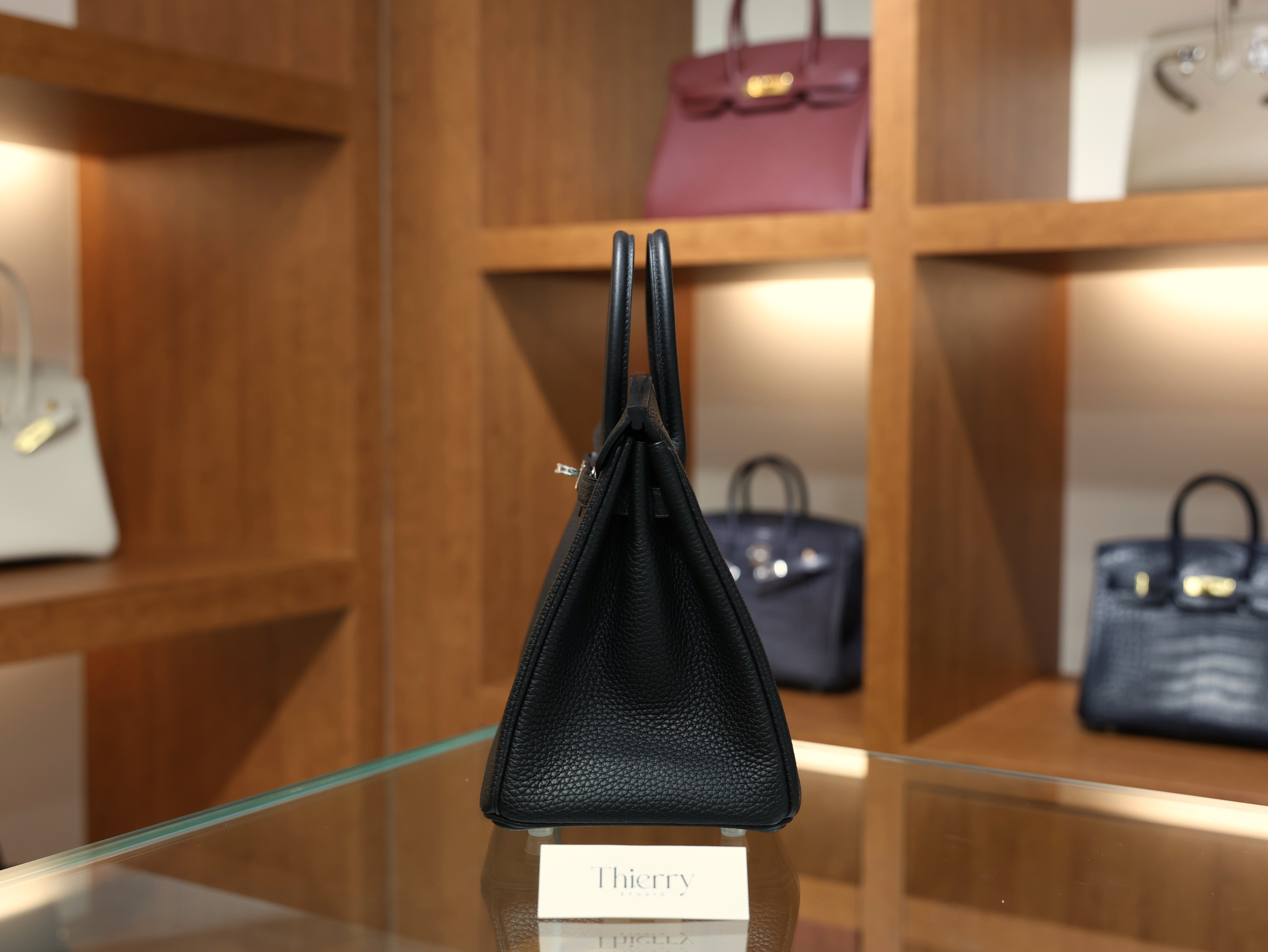 버킨 25 끌레망스 블랙 은장