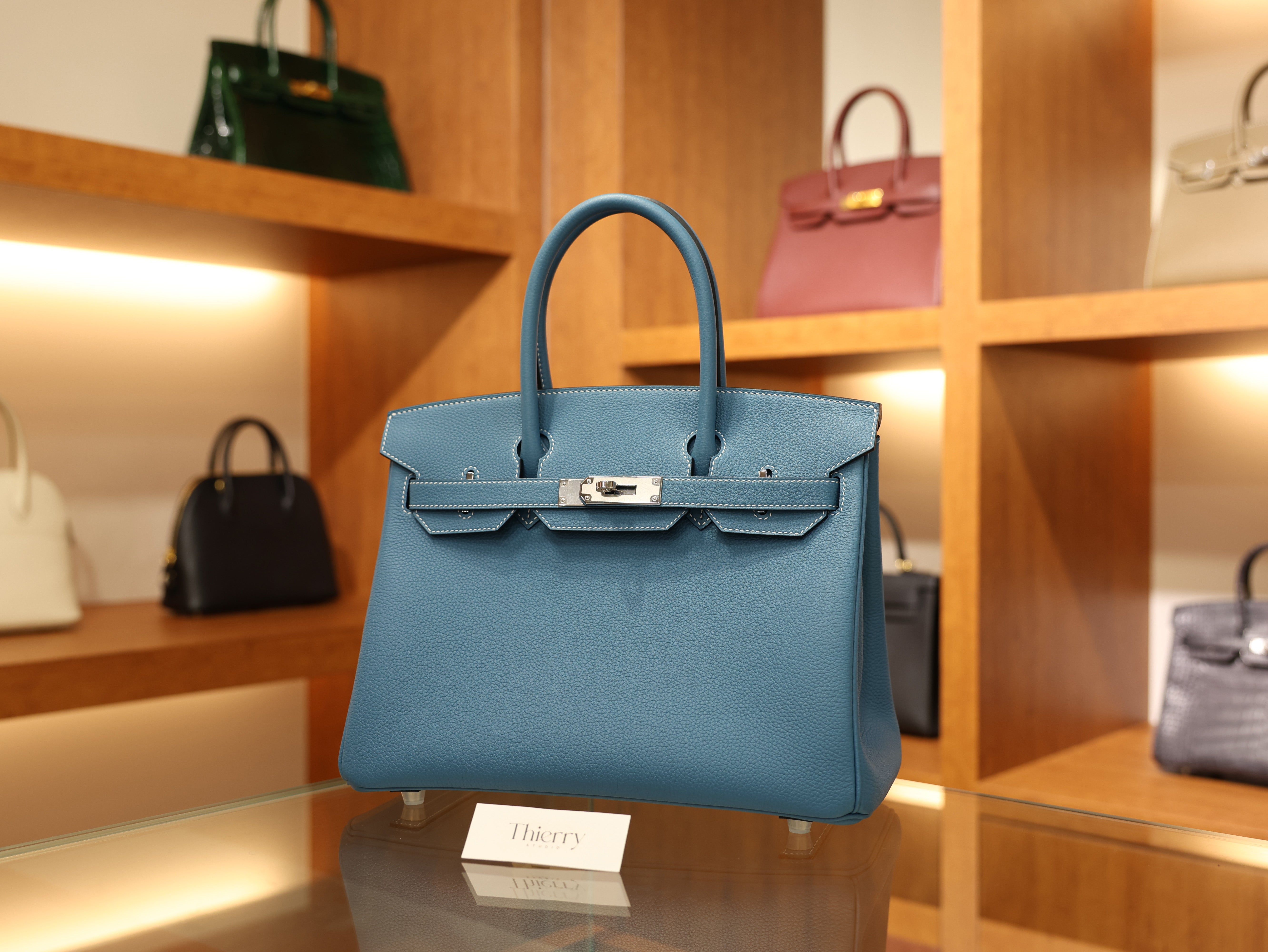 버킨 30 토고 블루진 은장