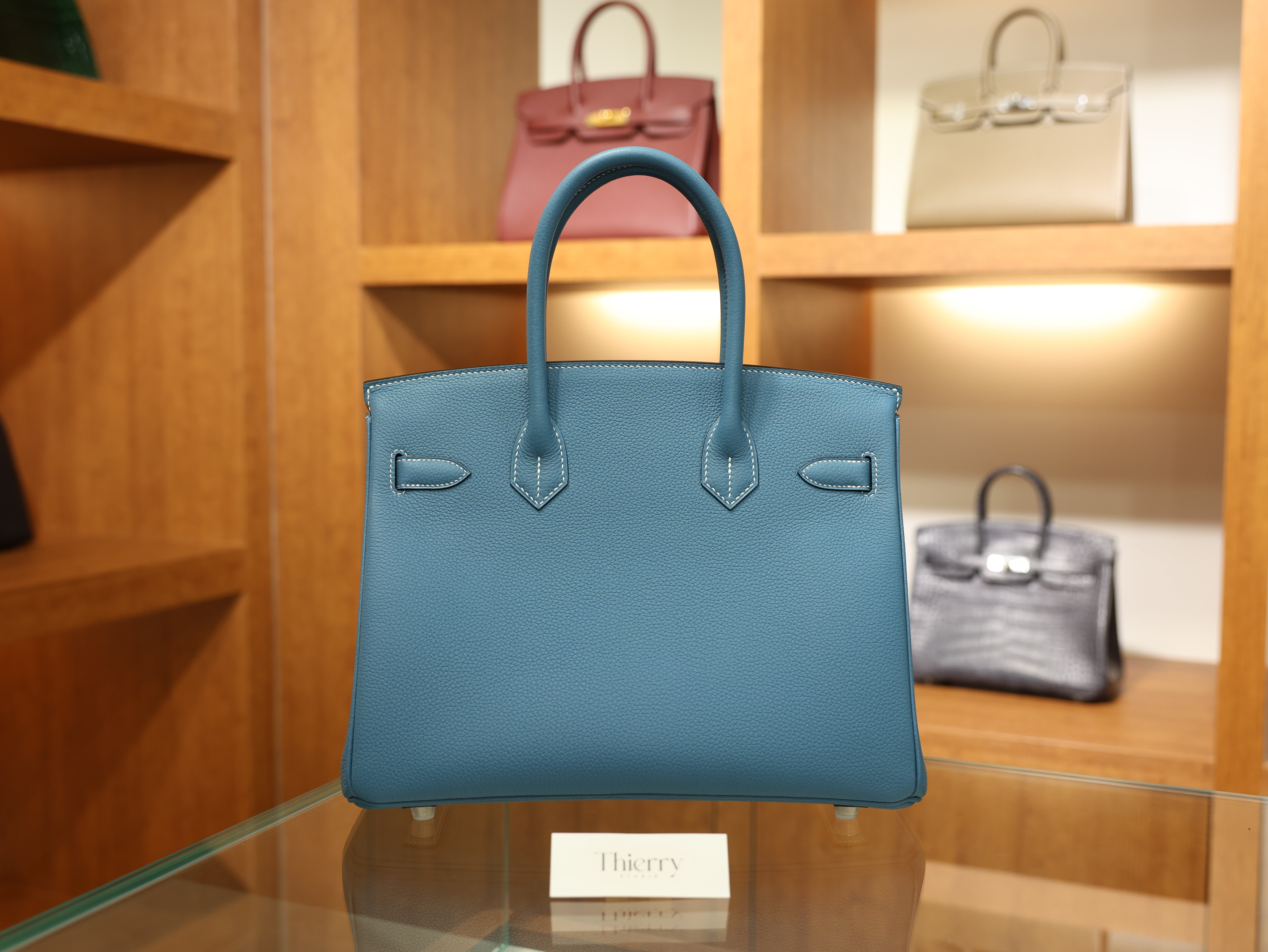 버킨 30 토고 블루진 은장