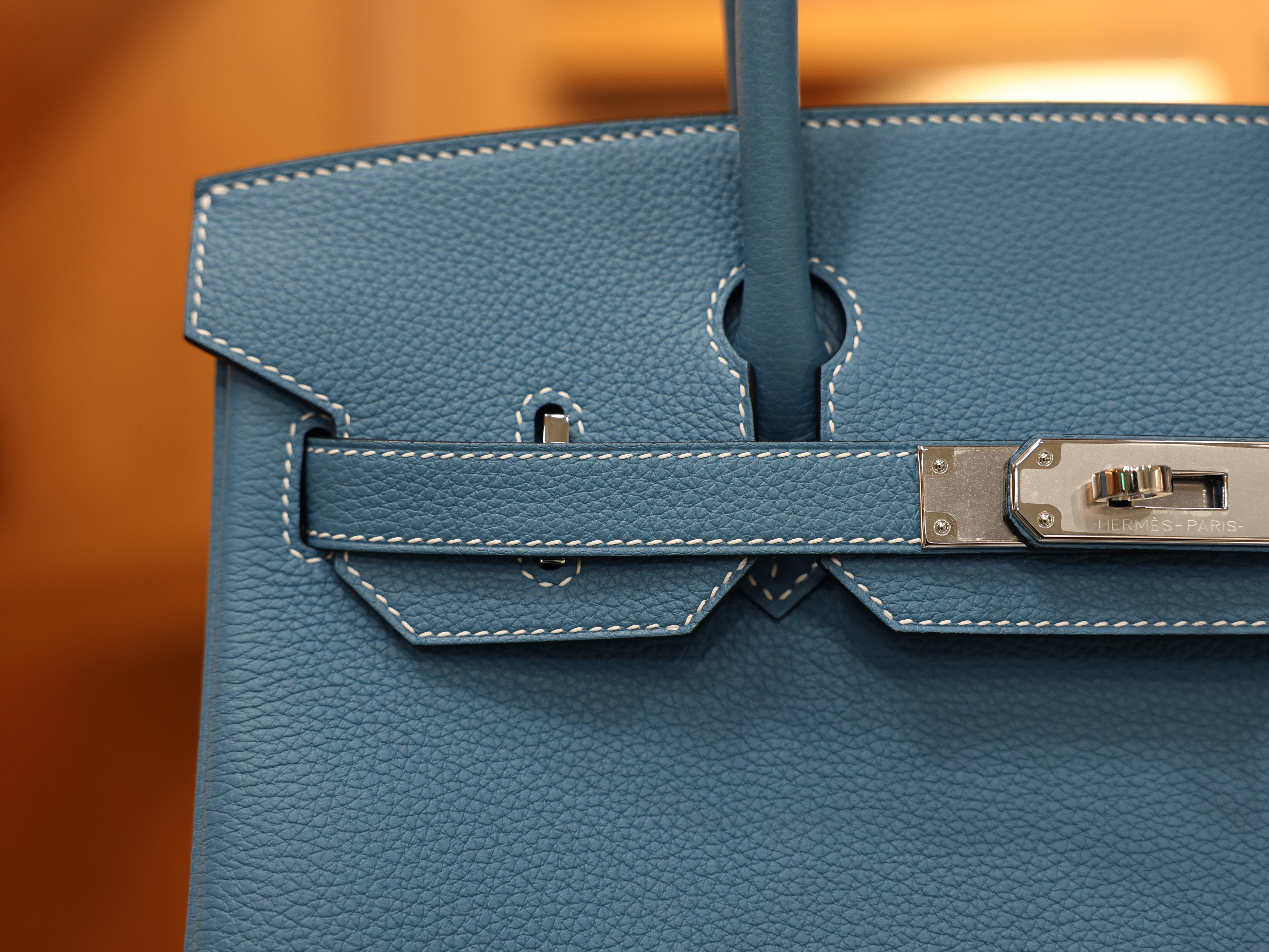 버킨 30 토고 블루진 은장