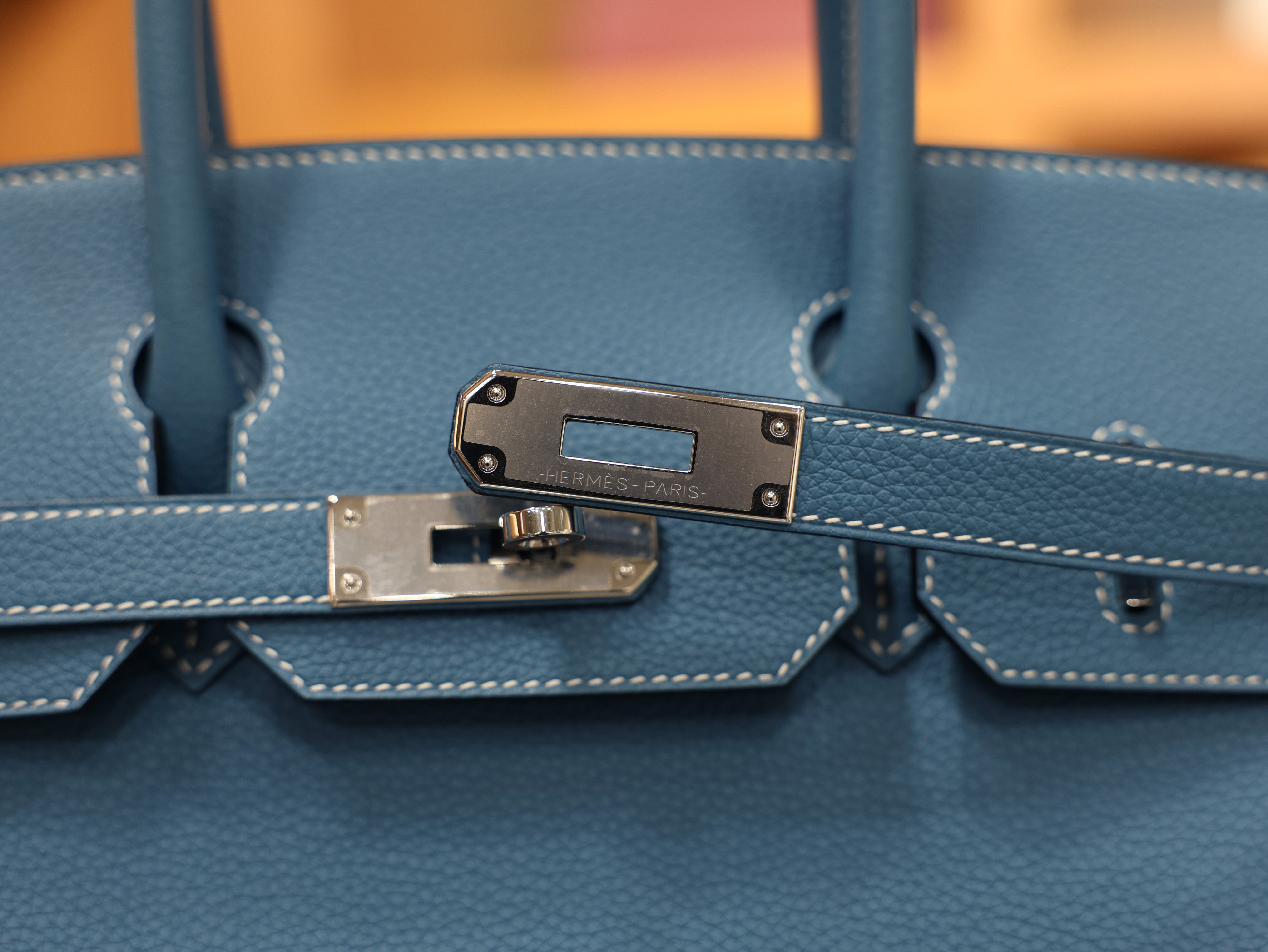 버킨 30 토고 블루진 은장