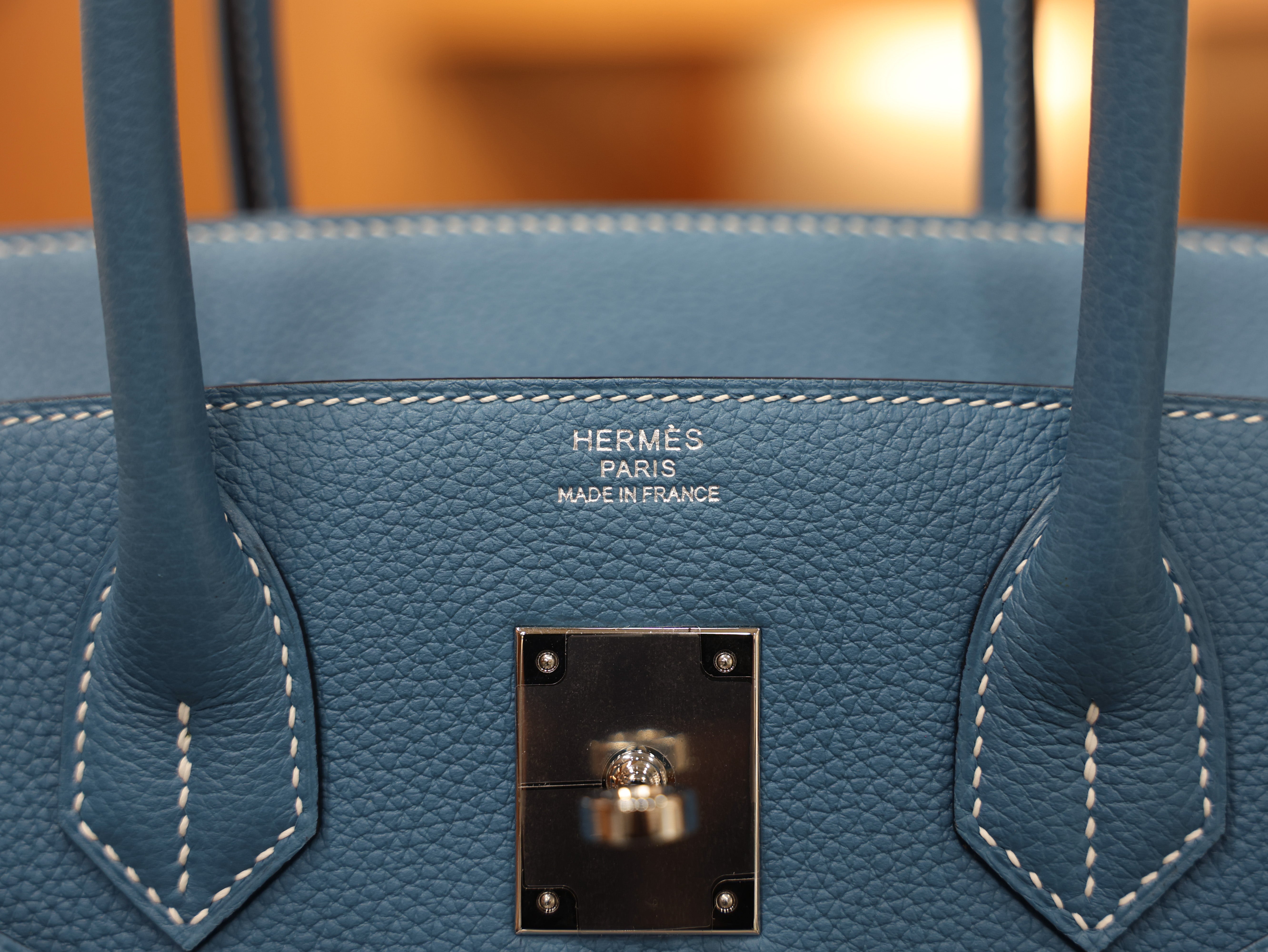 버킨 30 토고 블루진 은장