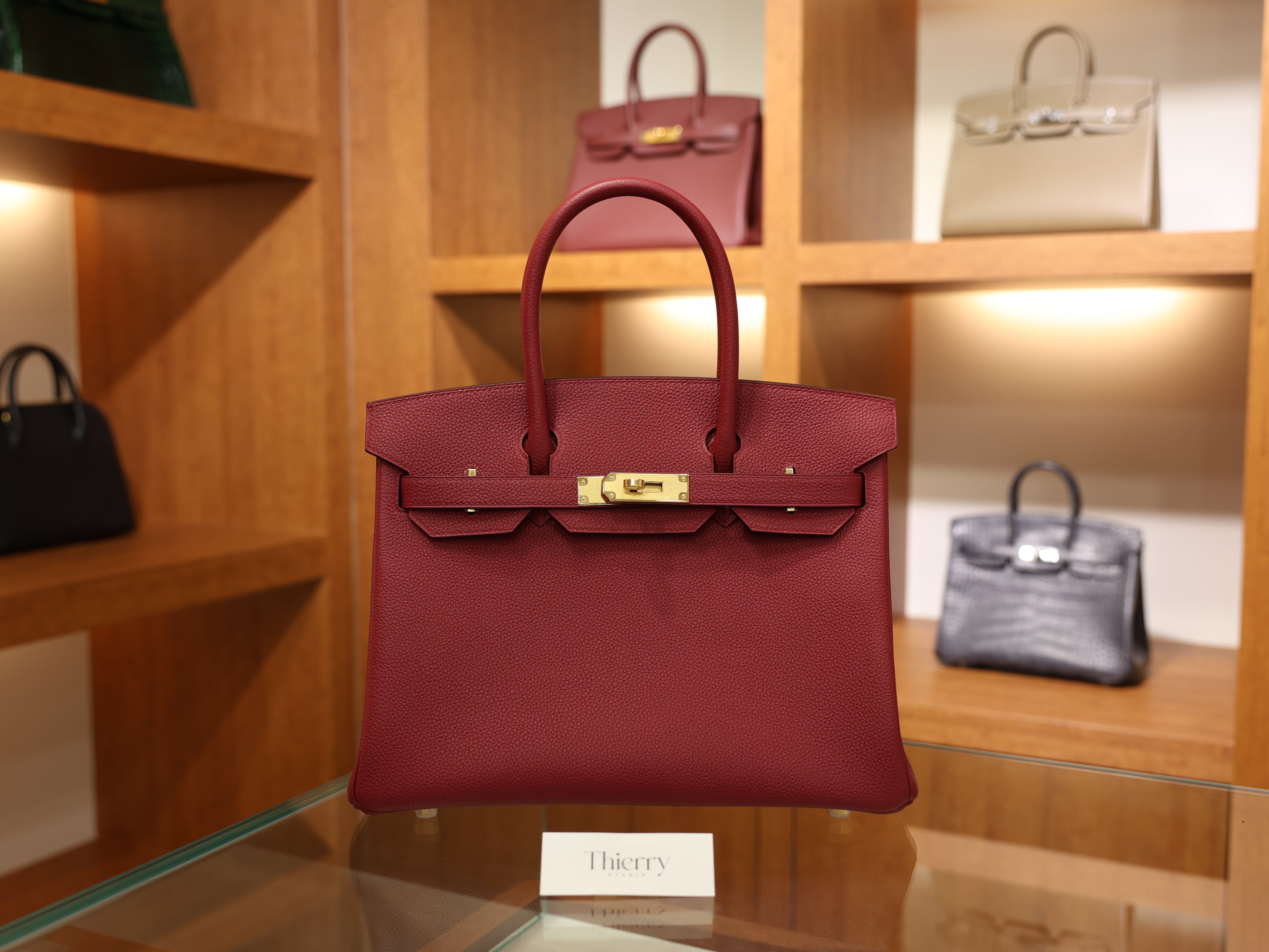 버킨 30 토고 루즈 그라나 금장