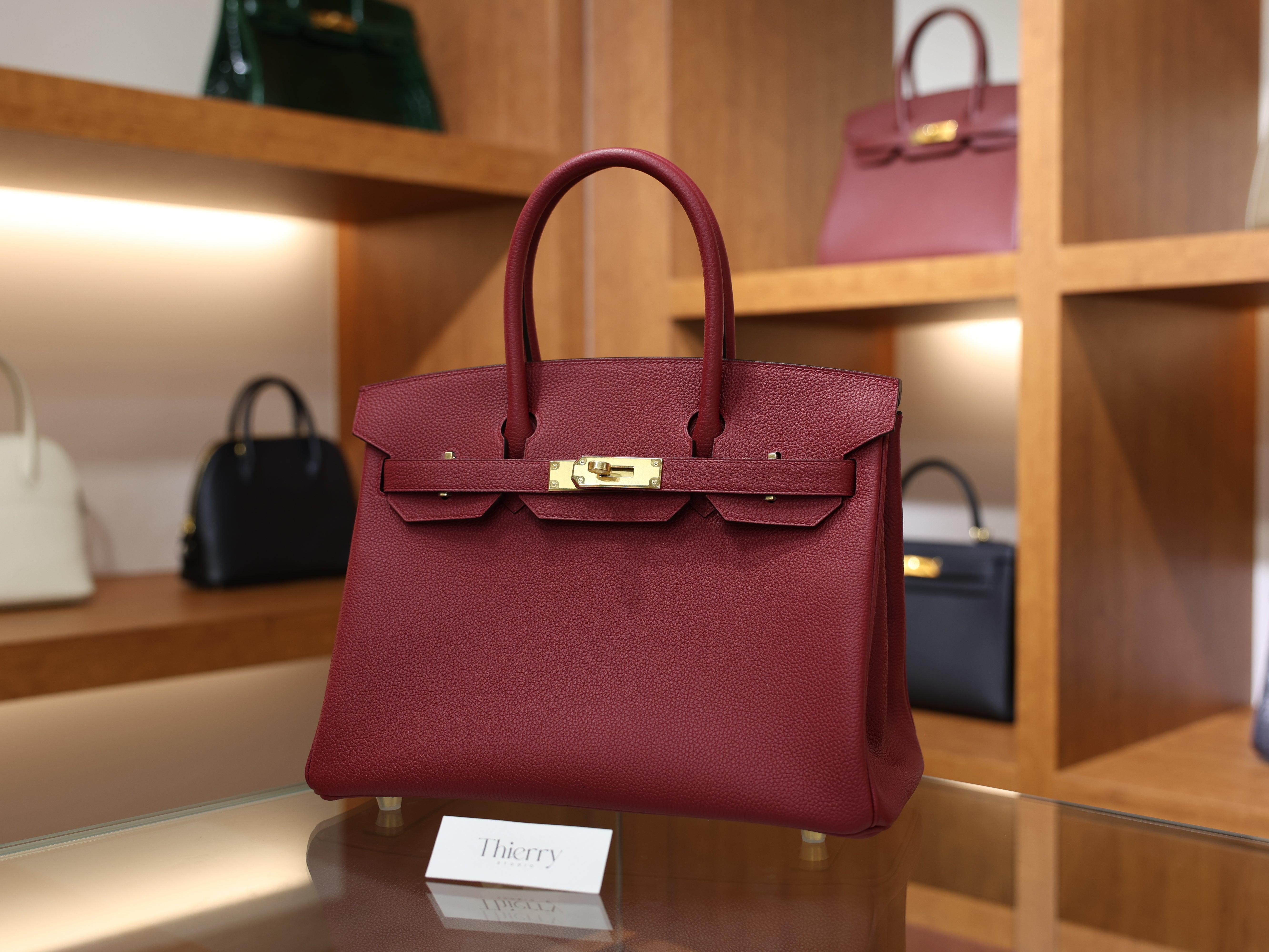 버킨 30 토고 루즈 그라나 금장