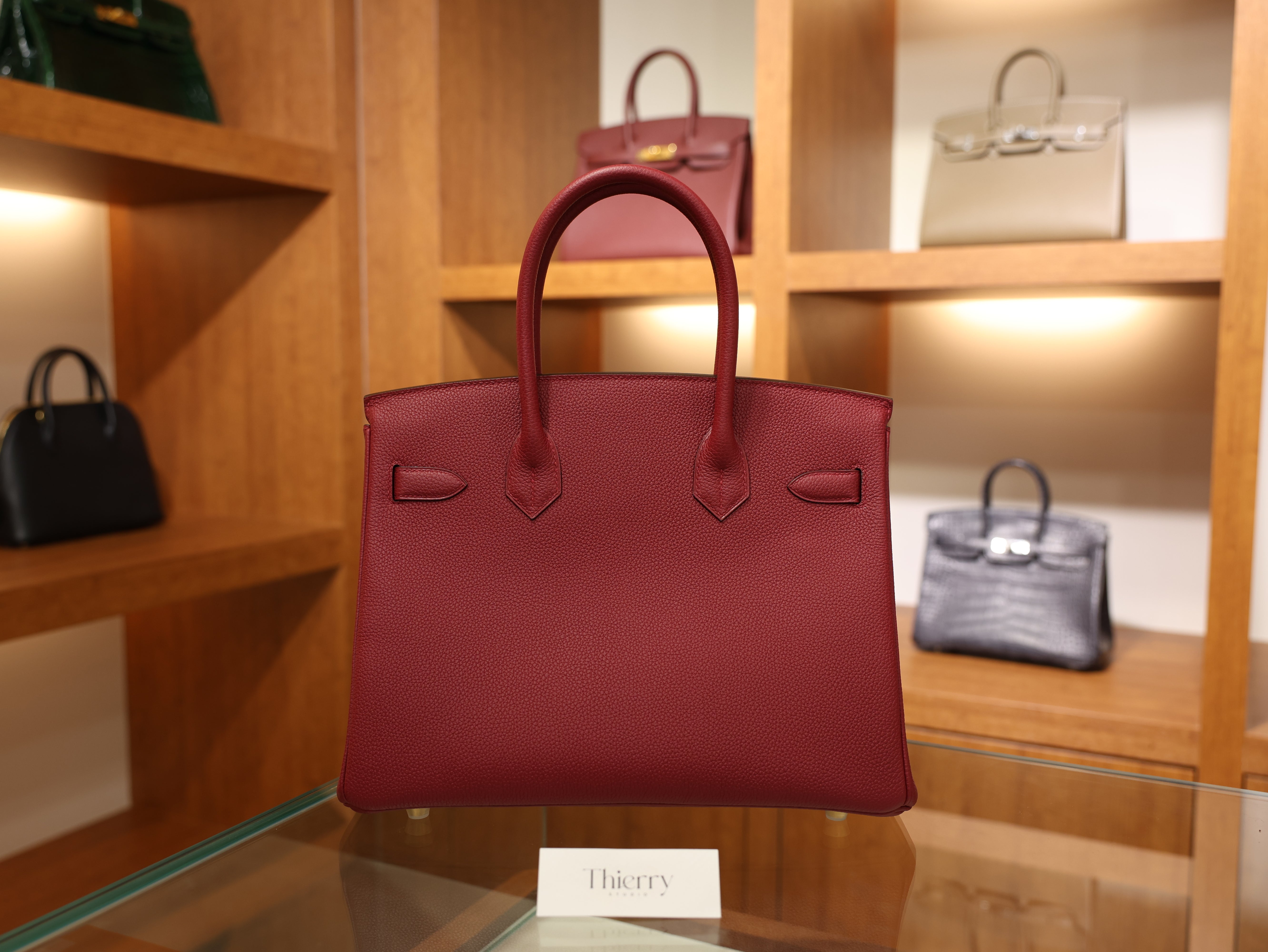 버킨 30 토고 루즈 그라나 금장