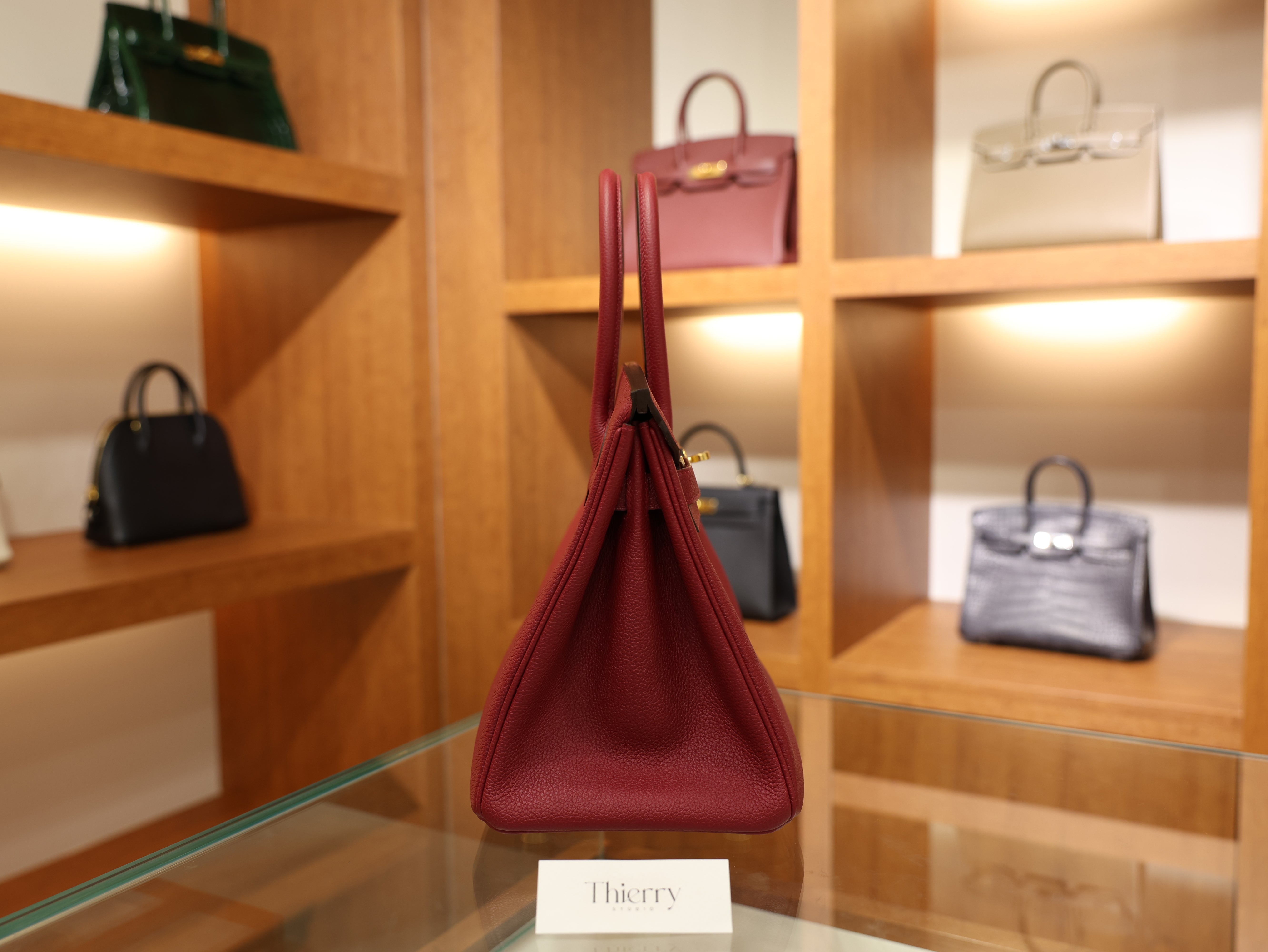 버킨 30 토고 루즈 그라나 금장