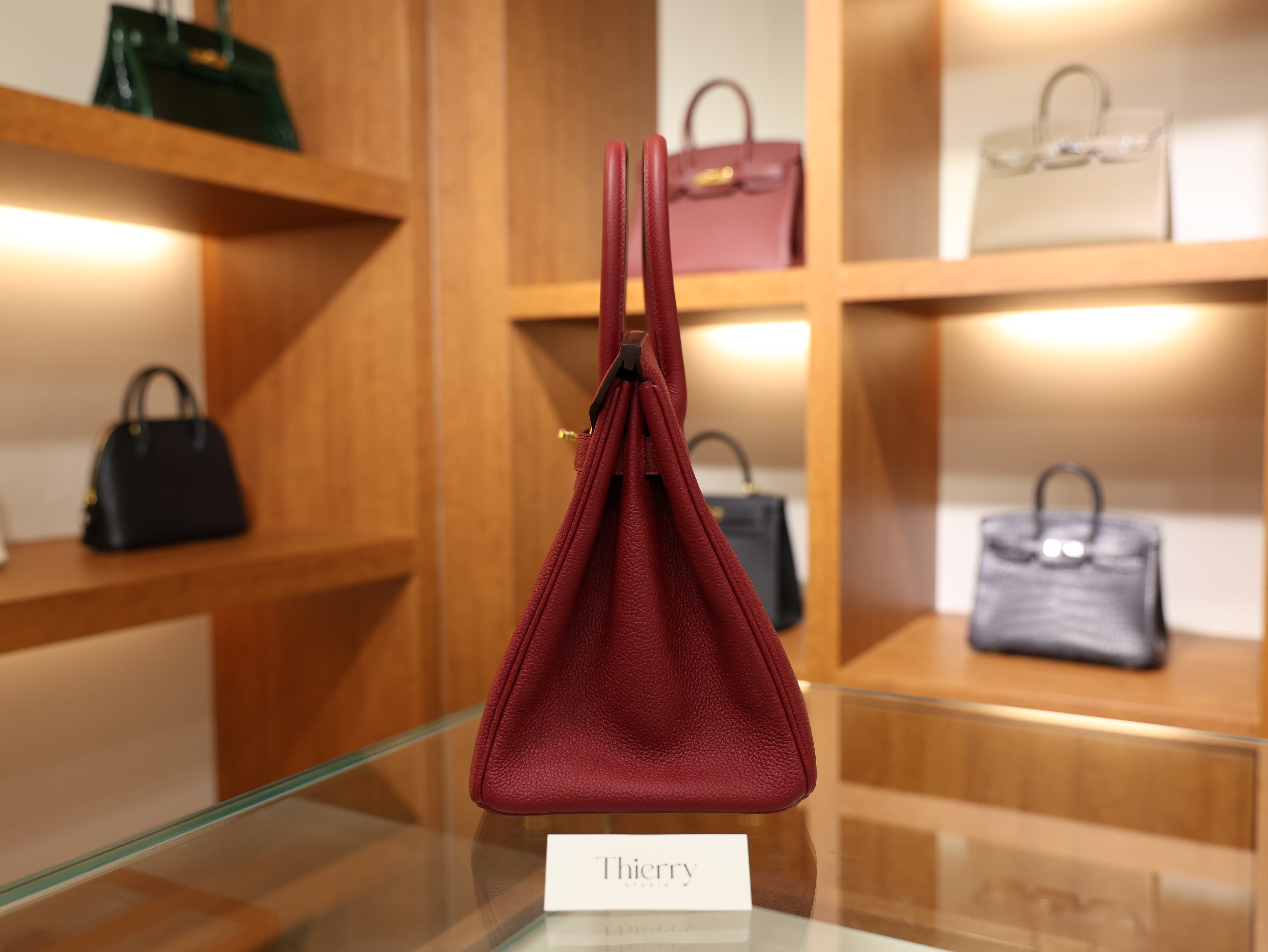 버킨 30 토고 루즈 그라나 금장