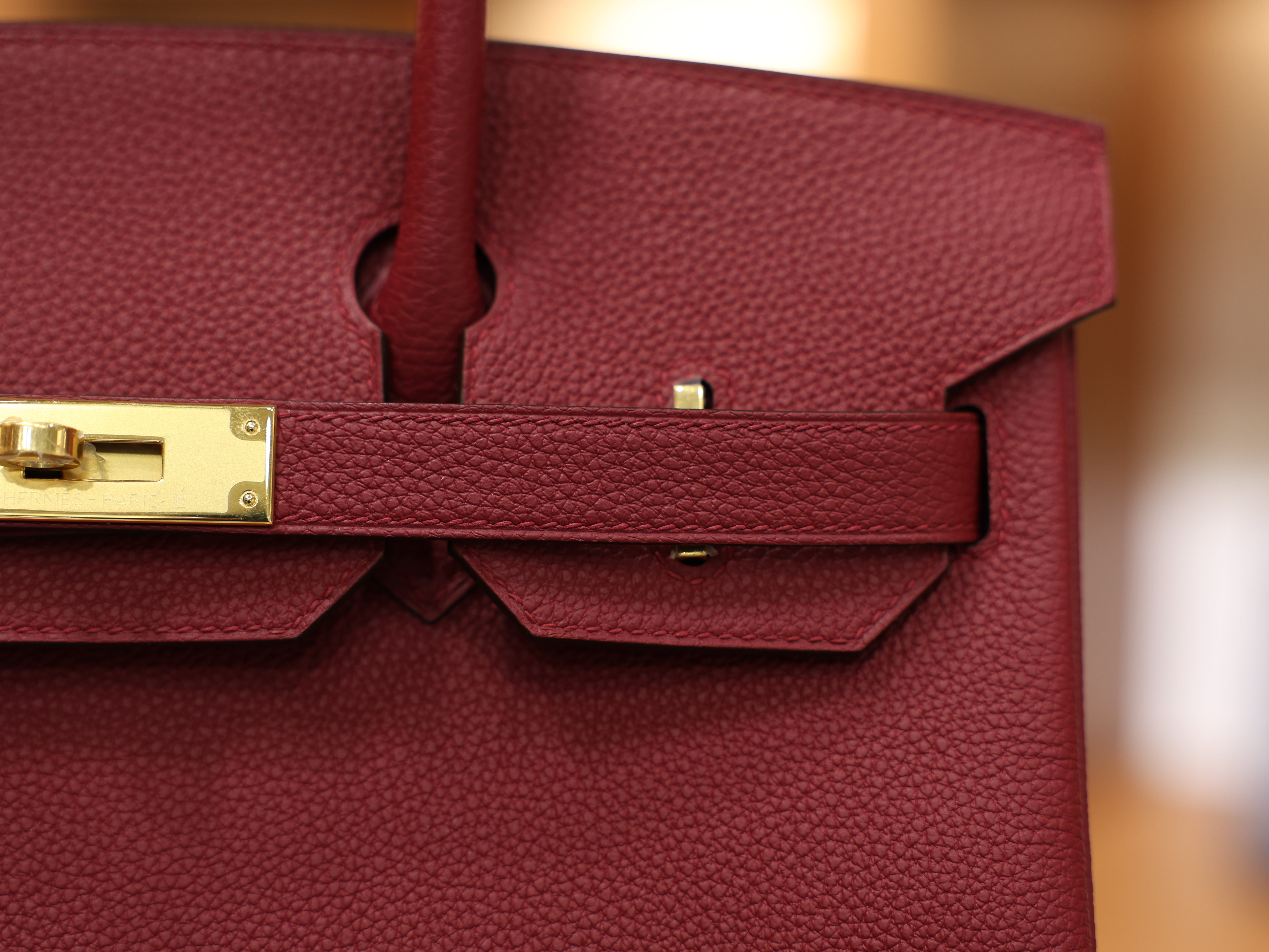 버킨 30 토고 루즈 그라나 금장