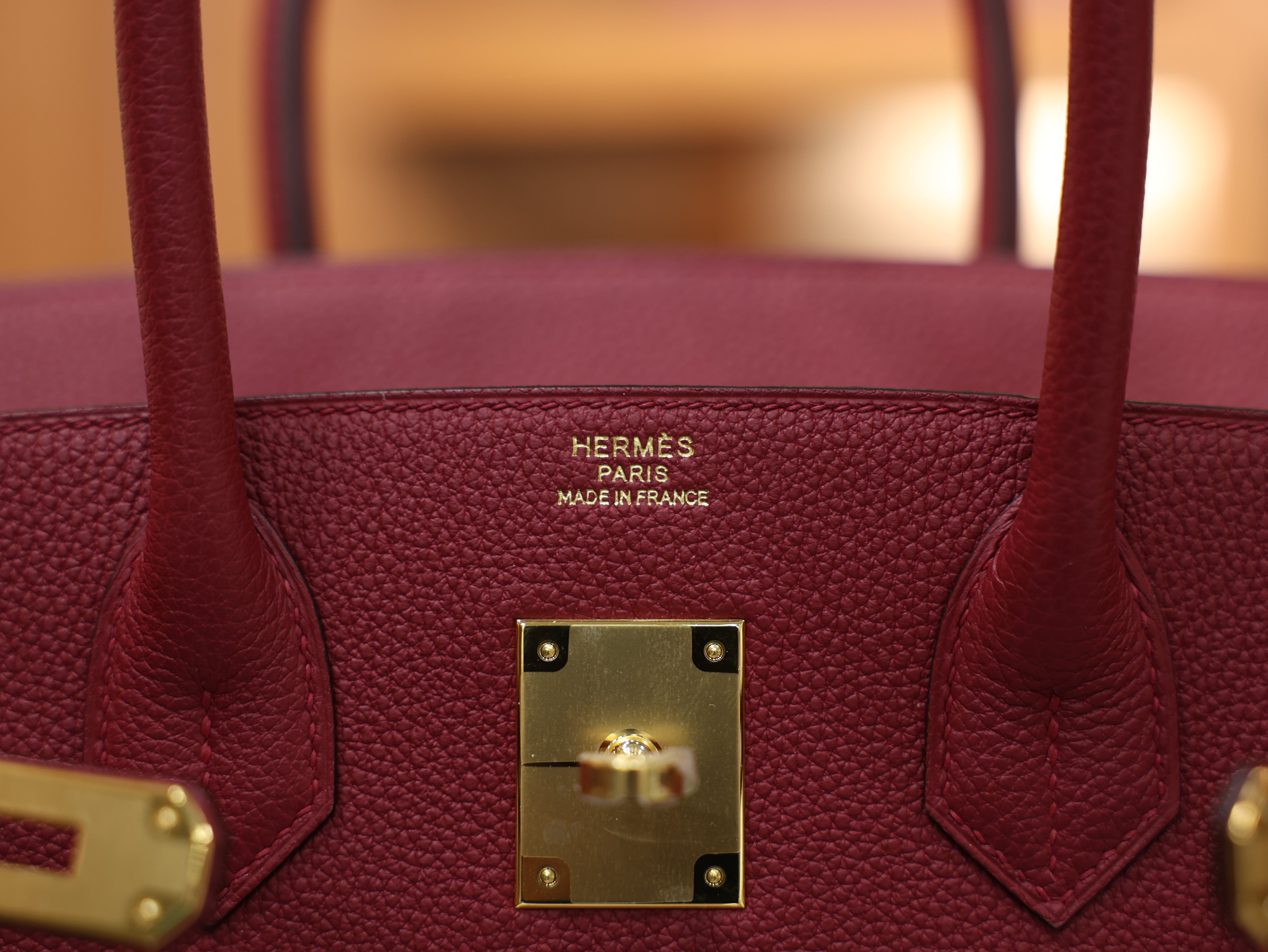 버킨 30 토고 루즈 그라나 금장