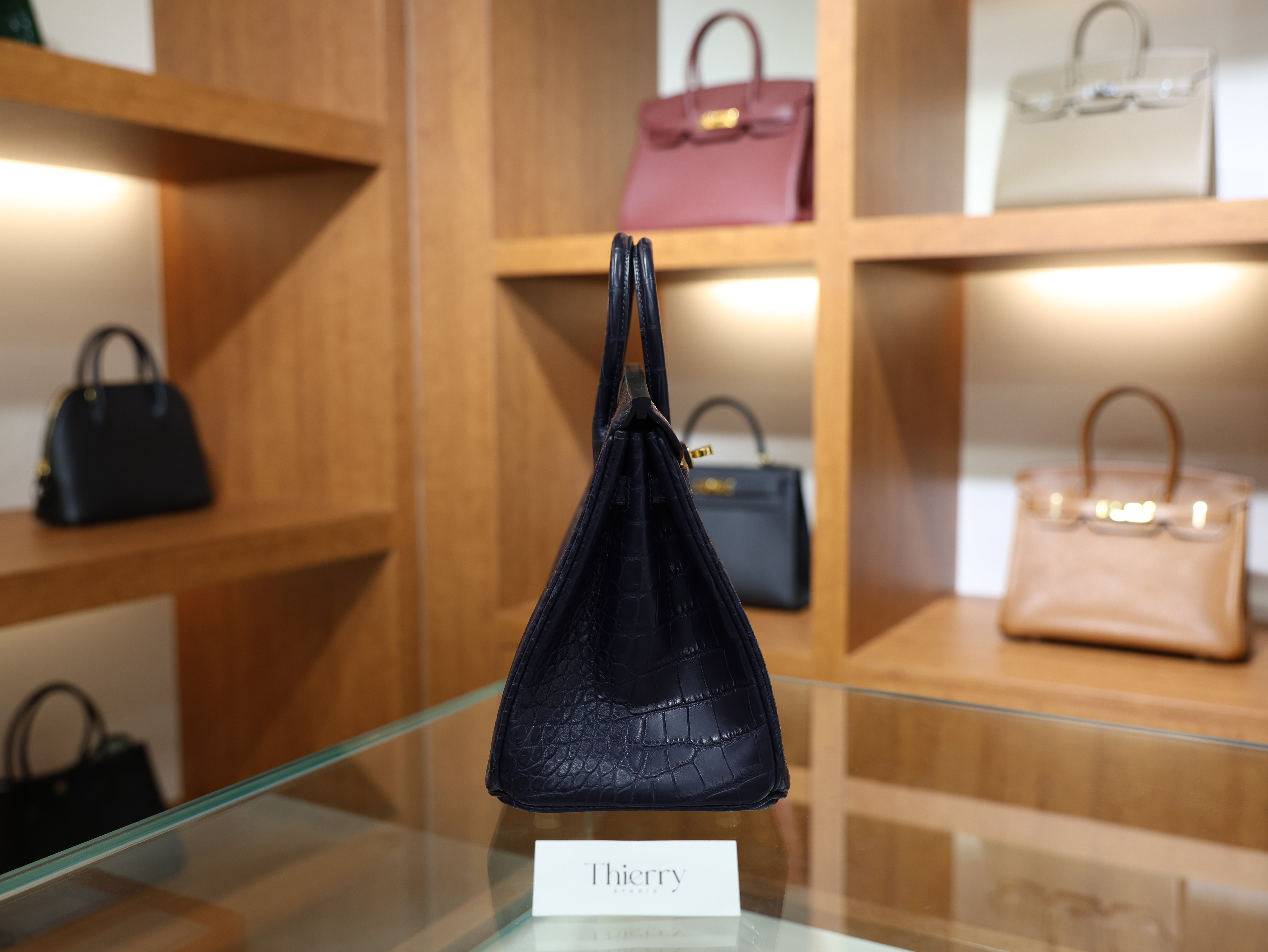 버킨 25 매트 엘리게이터 블루 사피르 금장