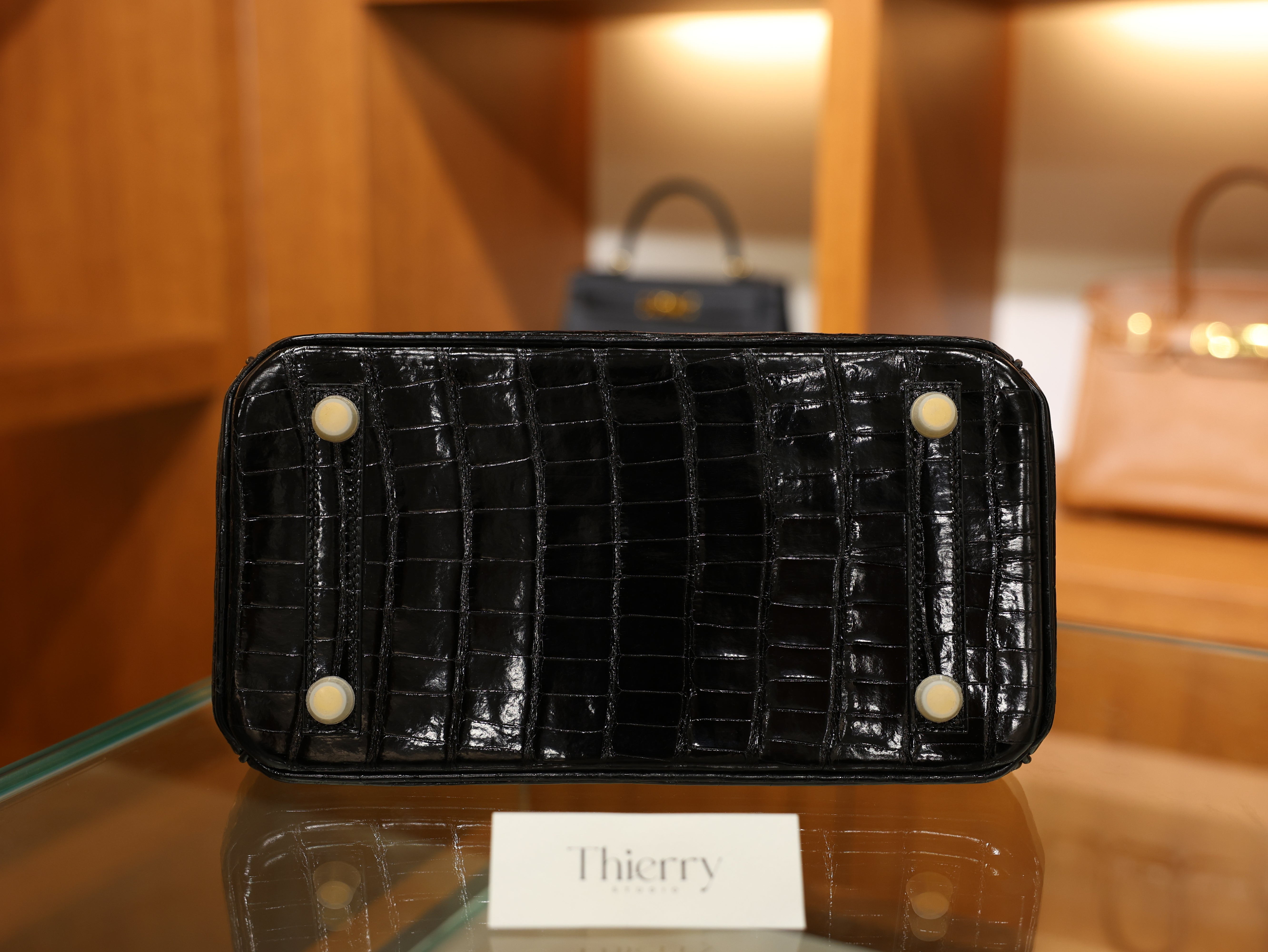 버킨 25 샤이니 엘리게이터 블랙 금장