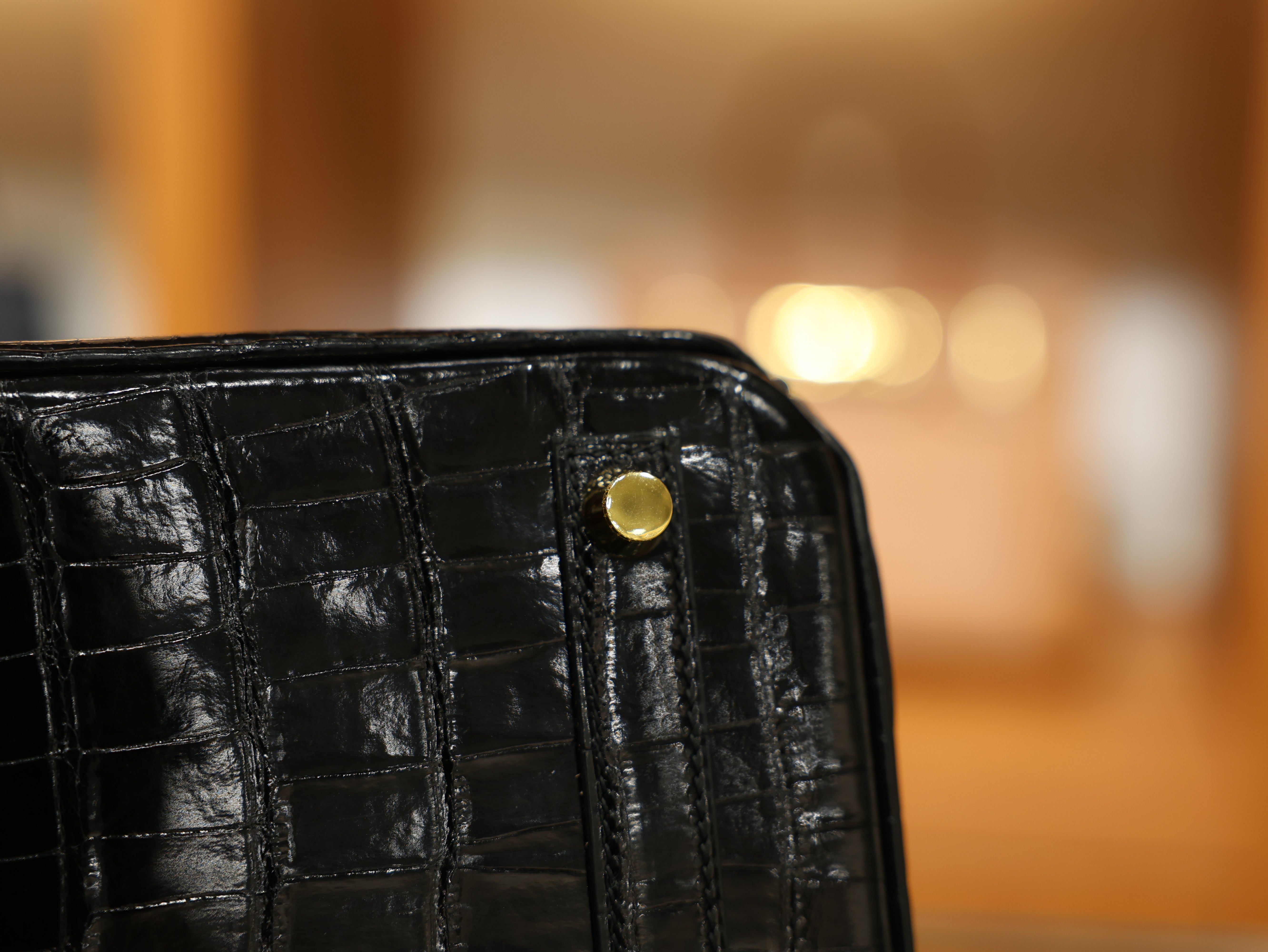 버킨 25 샤이니 엘리게이터 블랙 금장