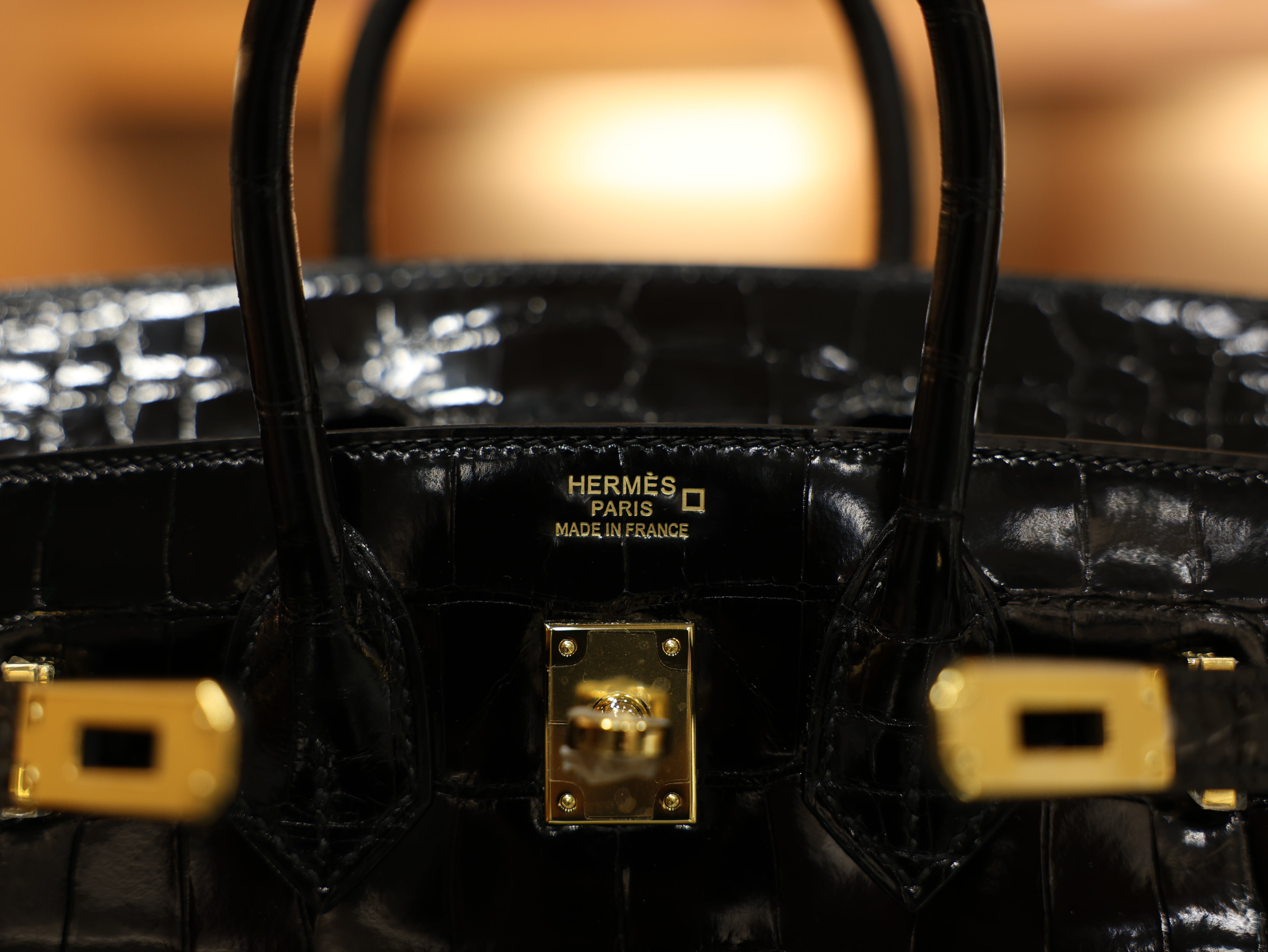 버킨 25 샤이니 엘리게이터 블랙 금장