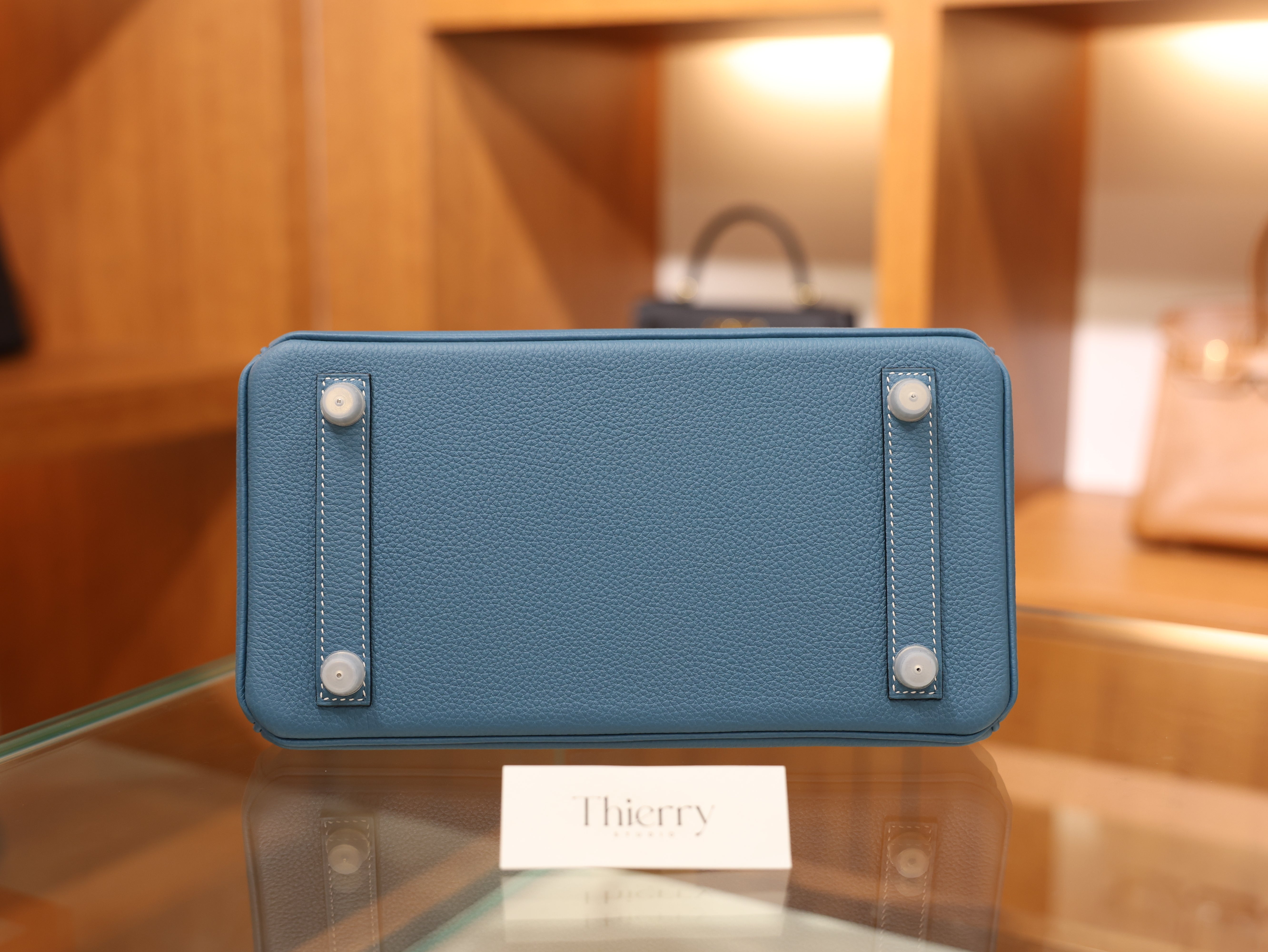 버킨 25 토고 블루진 은장