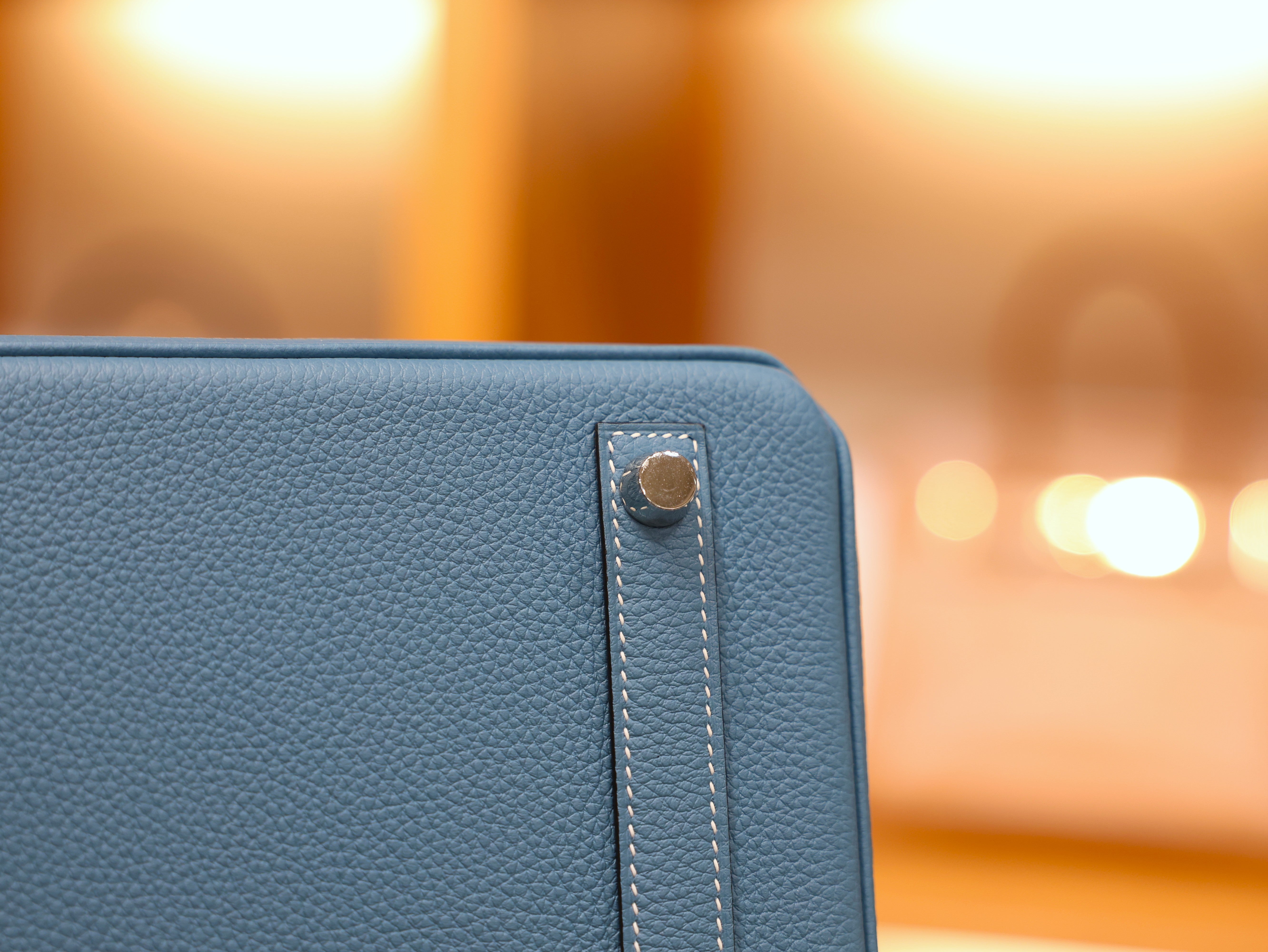 버킨 25 토고 블루진 은장