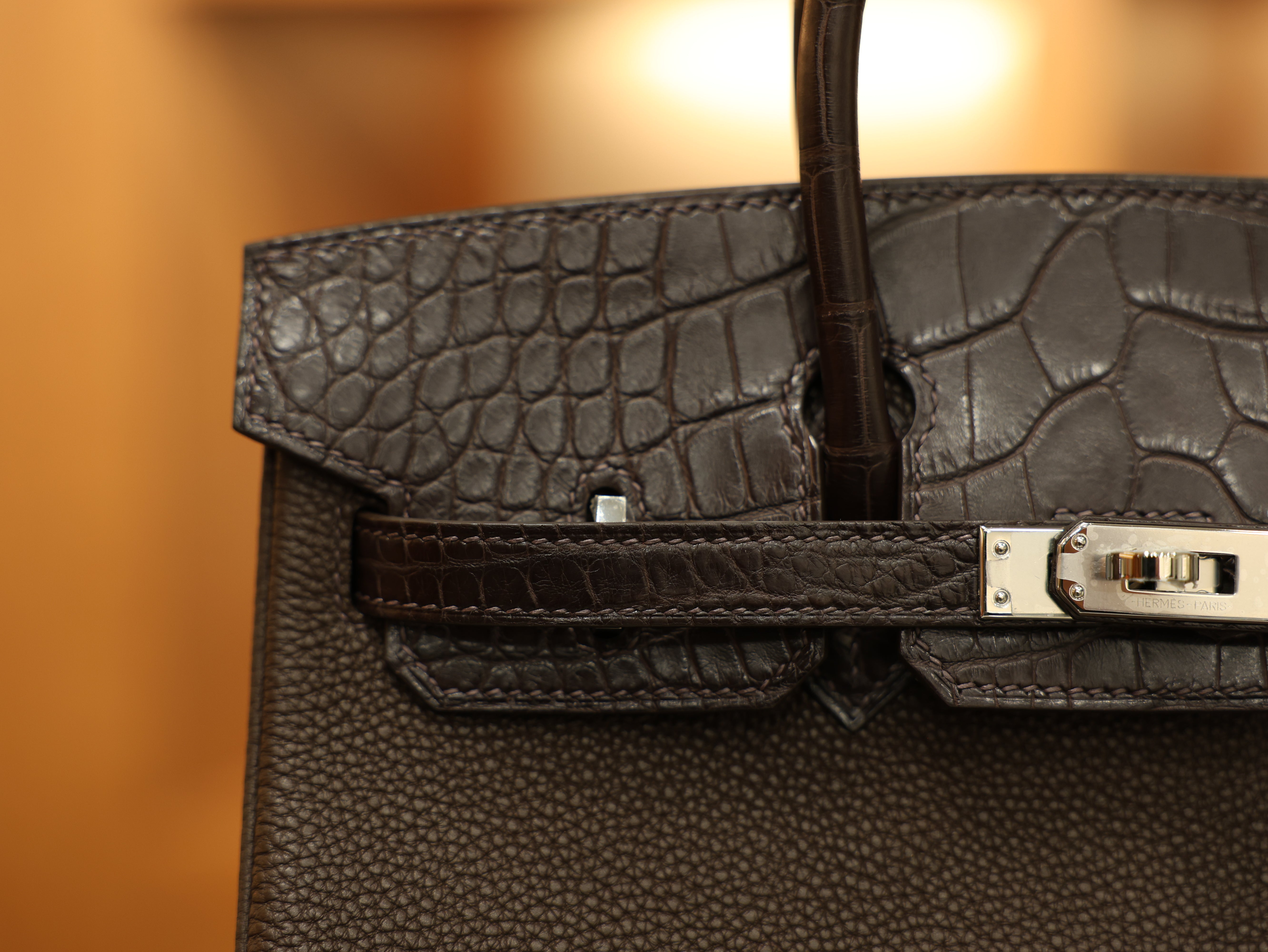 버킨 25 터치 무광 초콜렛 은장