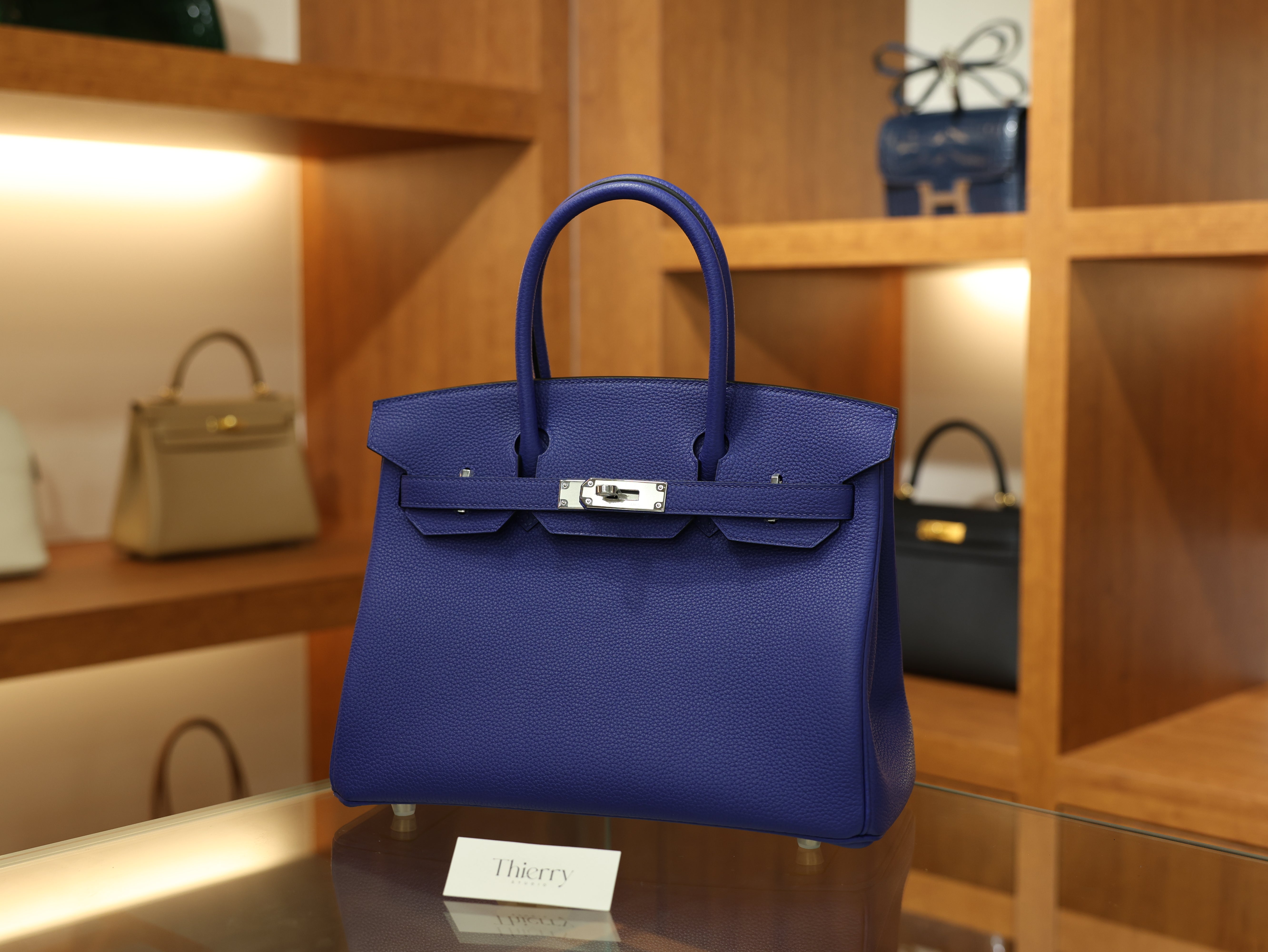 버킨 30 토고 블루 일렉트릭 은장