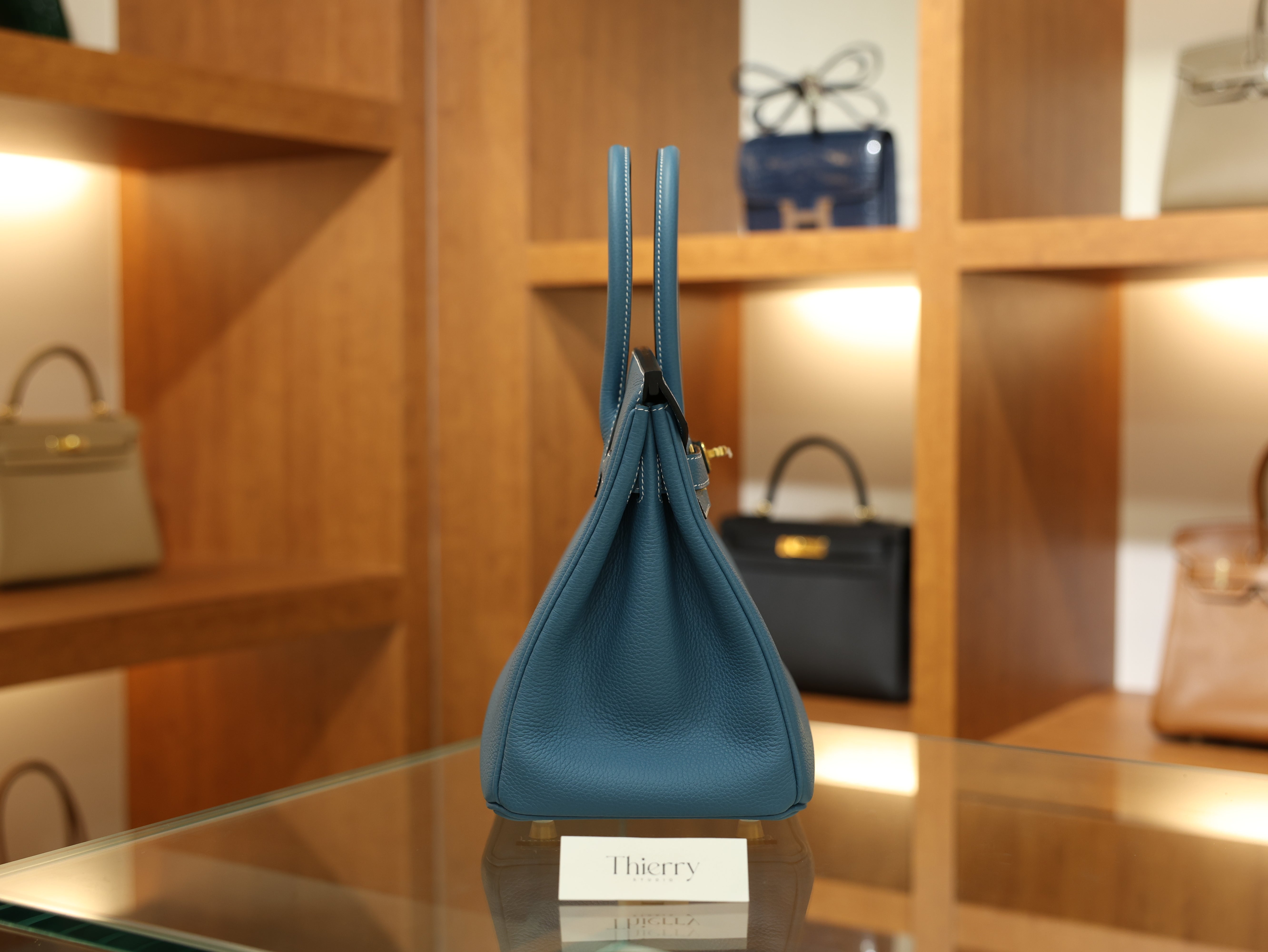 버킨 30 토고 블루진 금장