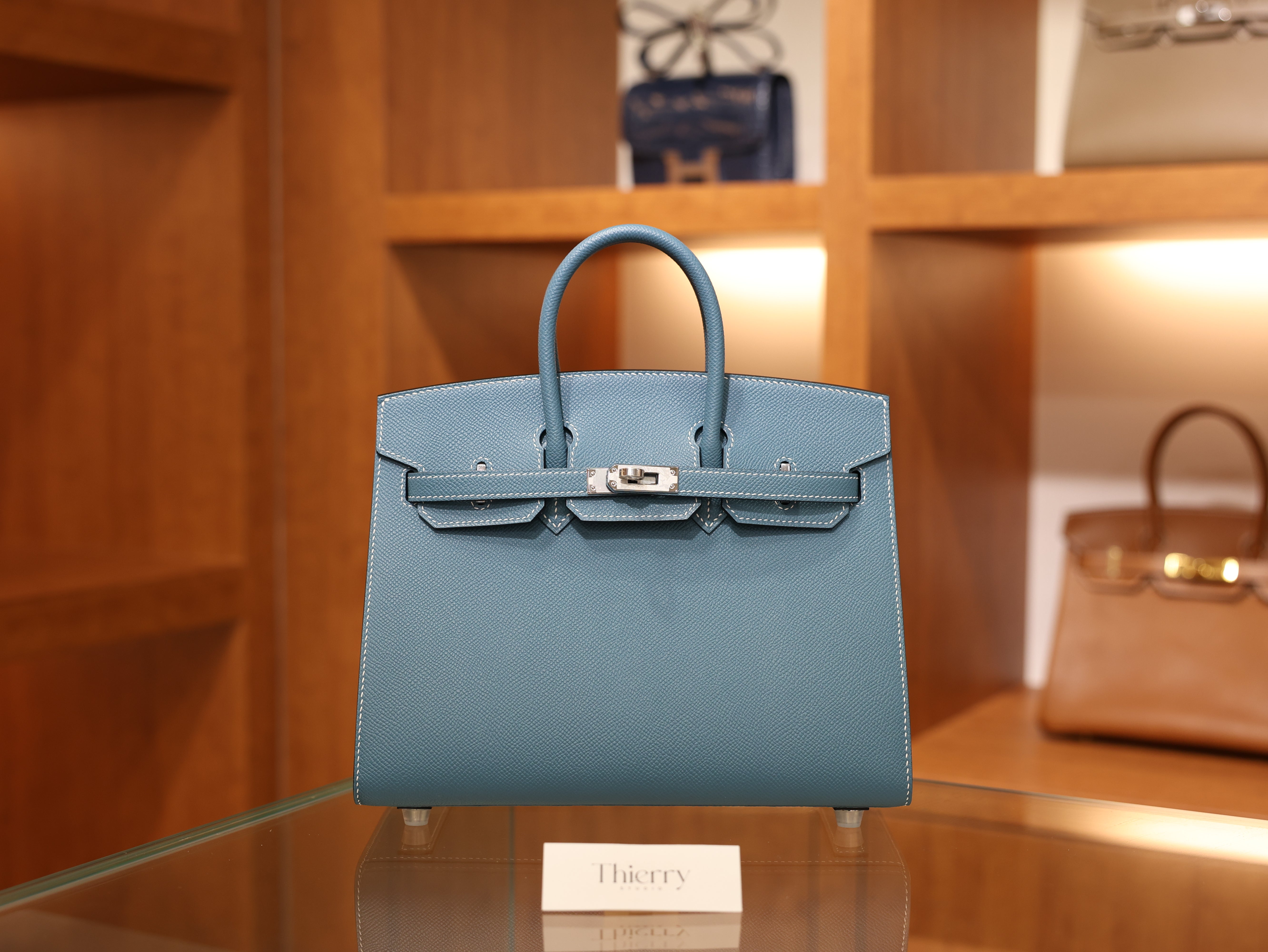 버킨 25 앱송 셀리에 블루진 은장