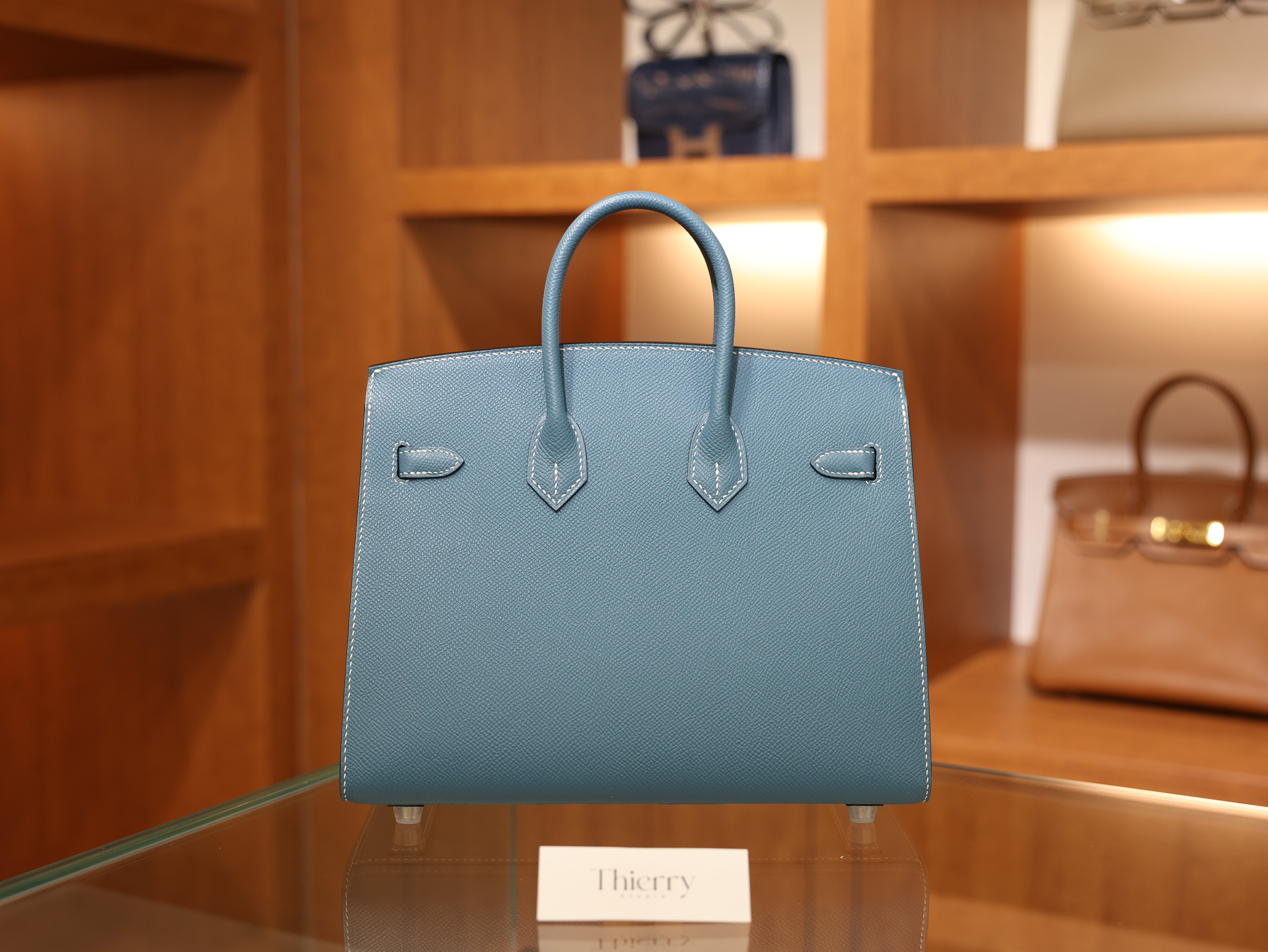 버킨 25 앱송 셀리에 블루진 은장