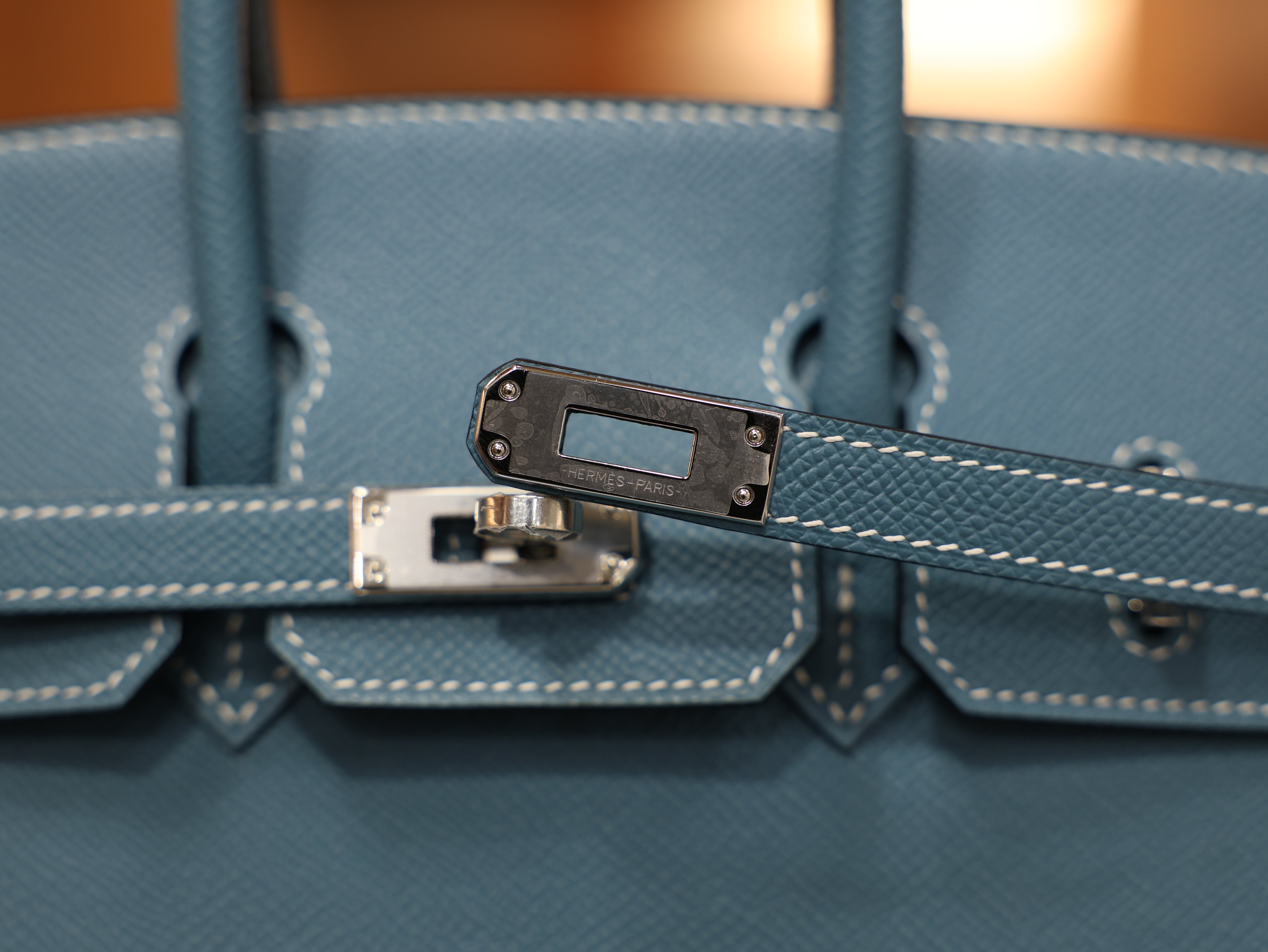 버킨 25 앱송 셀리에 블루진 은장