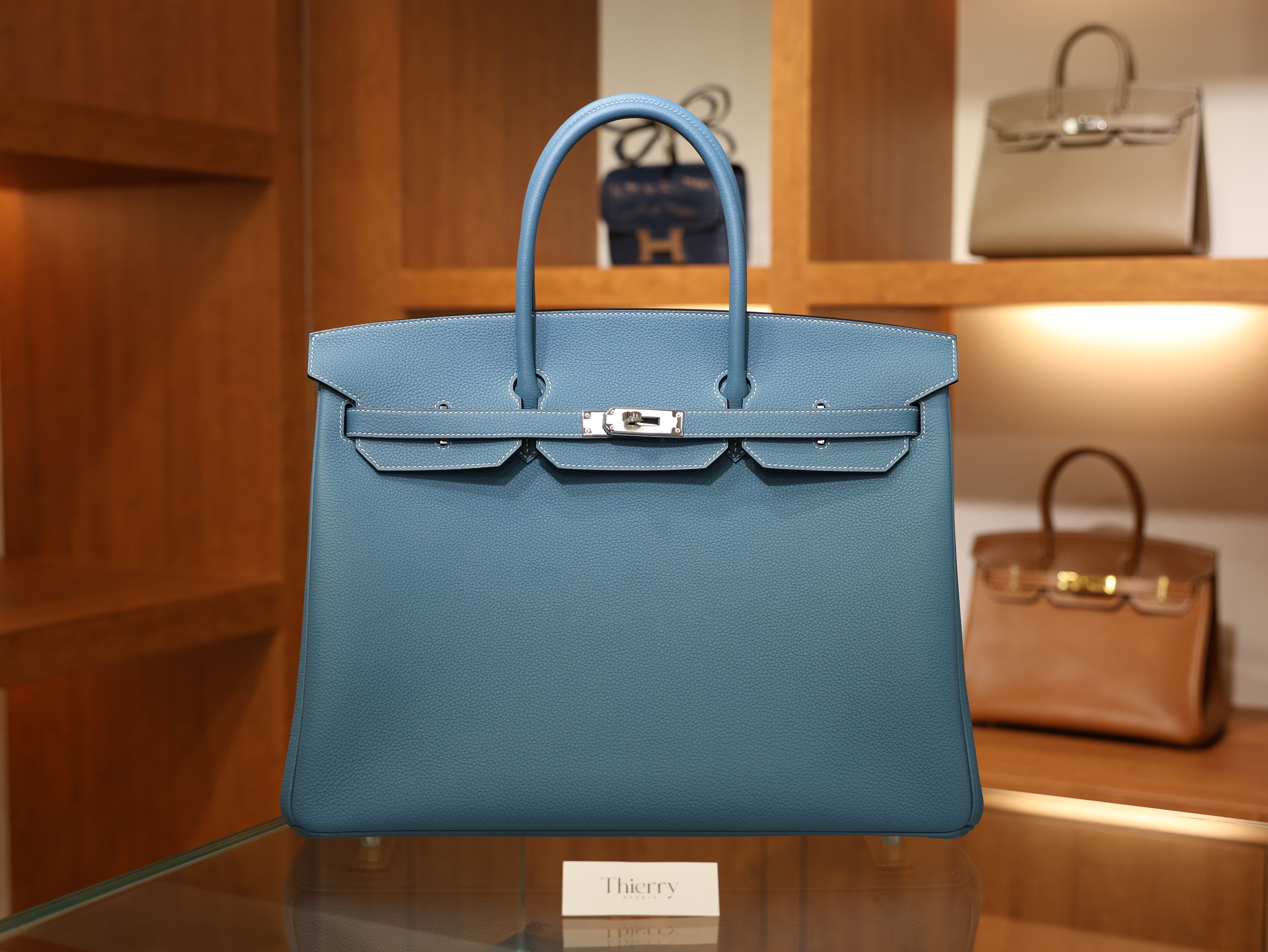 버킨 40 토고 블루진 은장