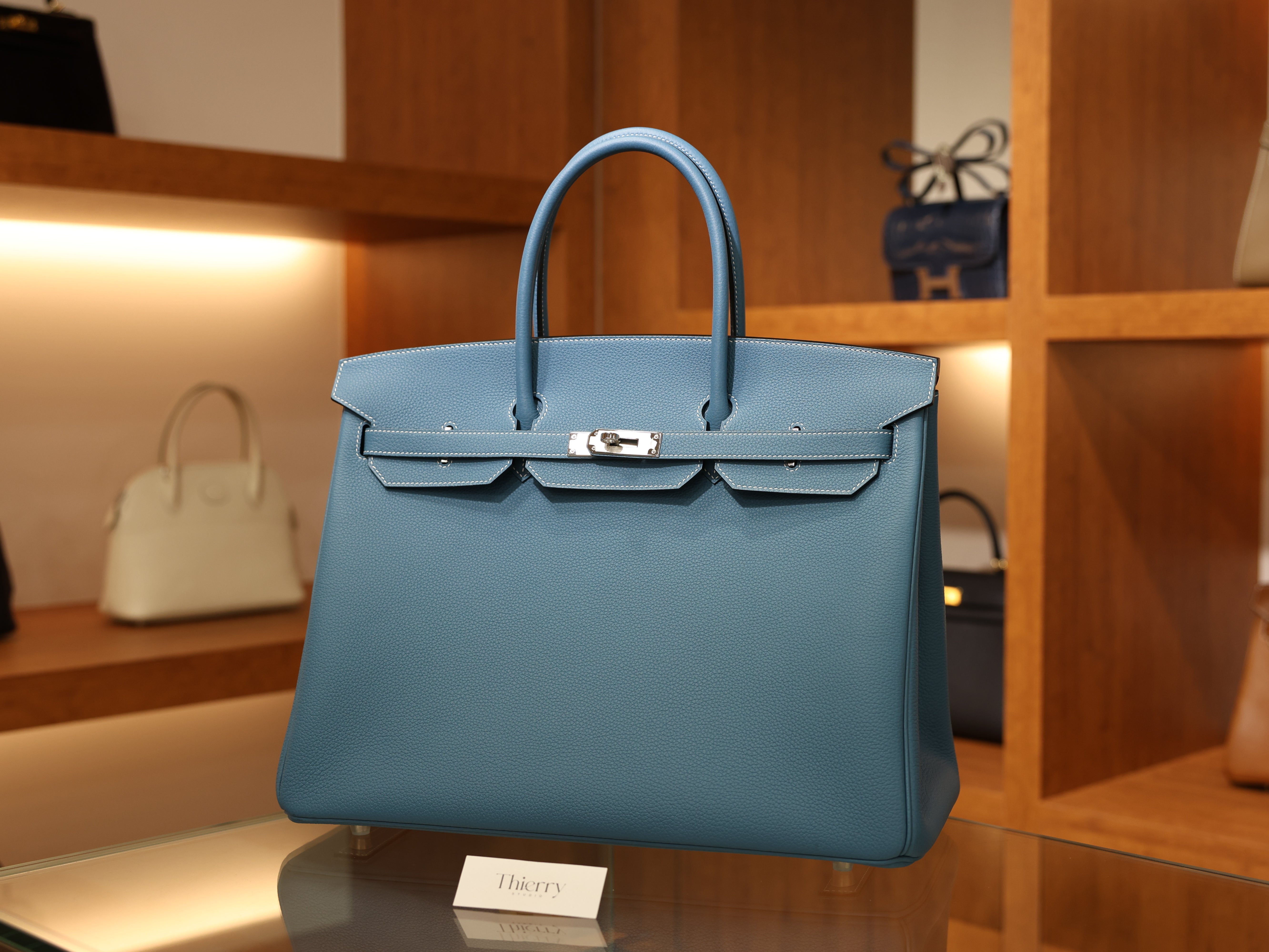 버킨 40 토고 블루진 은장