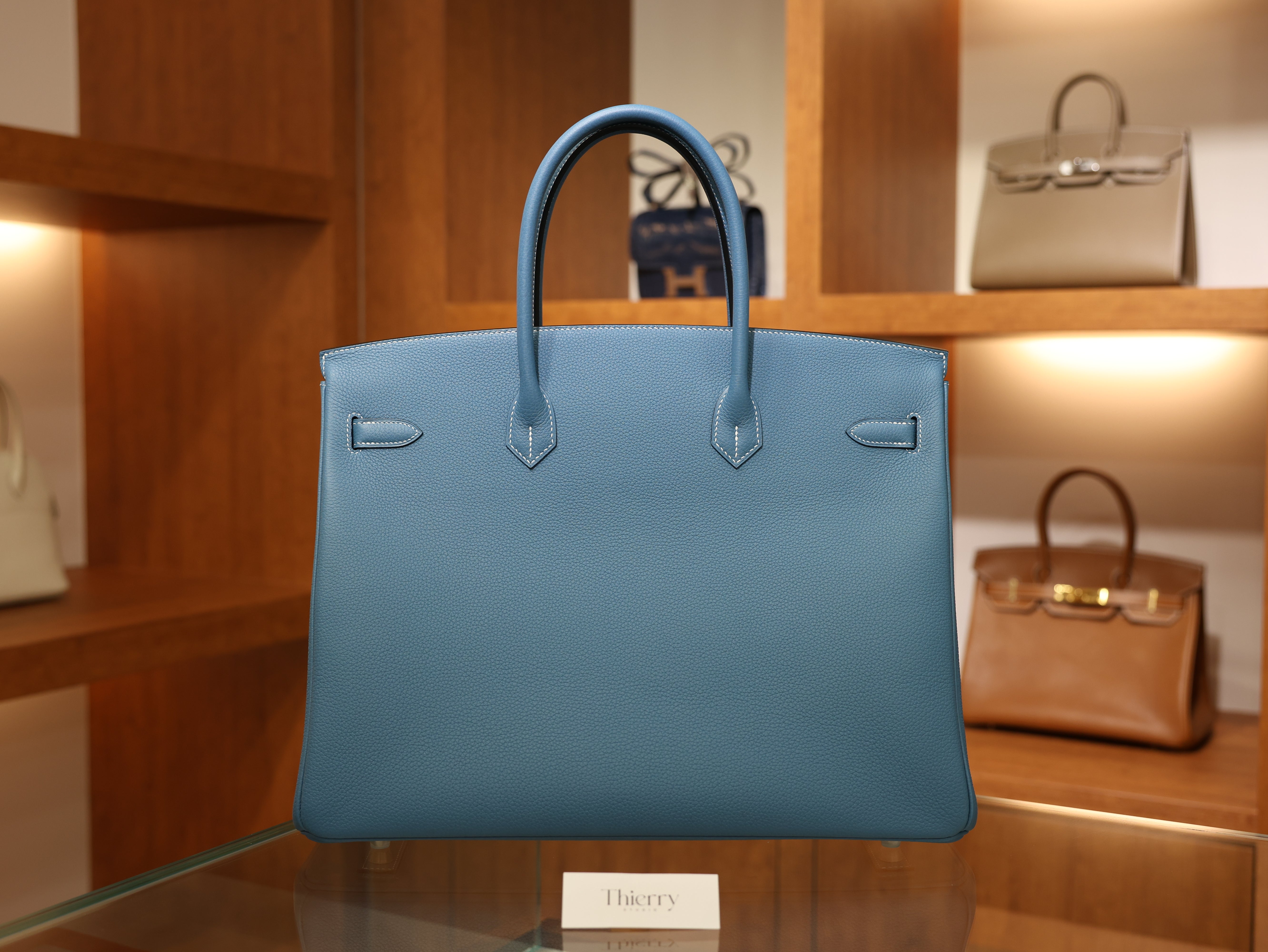 버킨 40 토고 블루진 은장