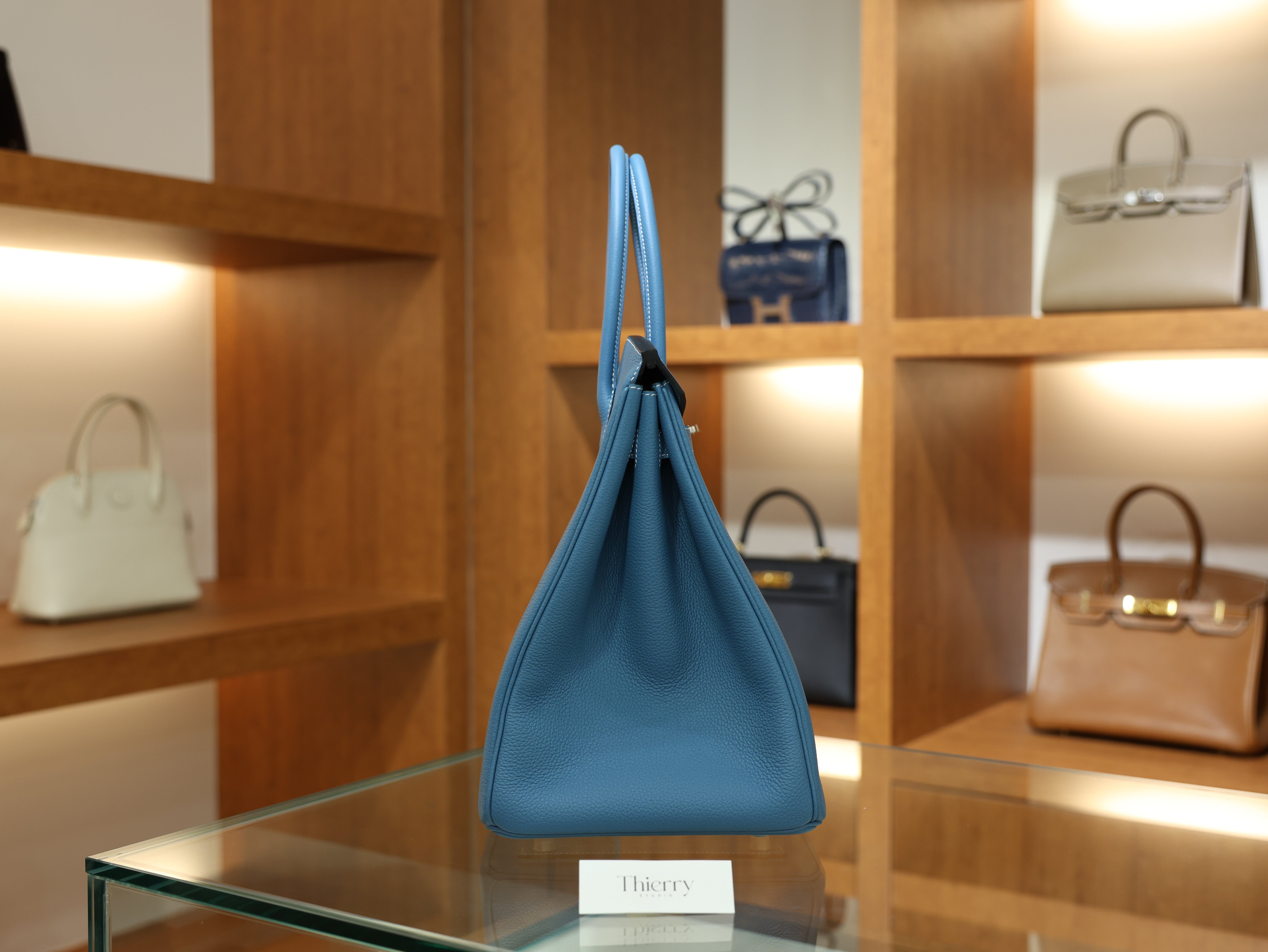 버킨 40 토고 블루진 은장