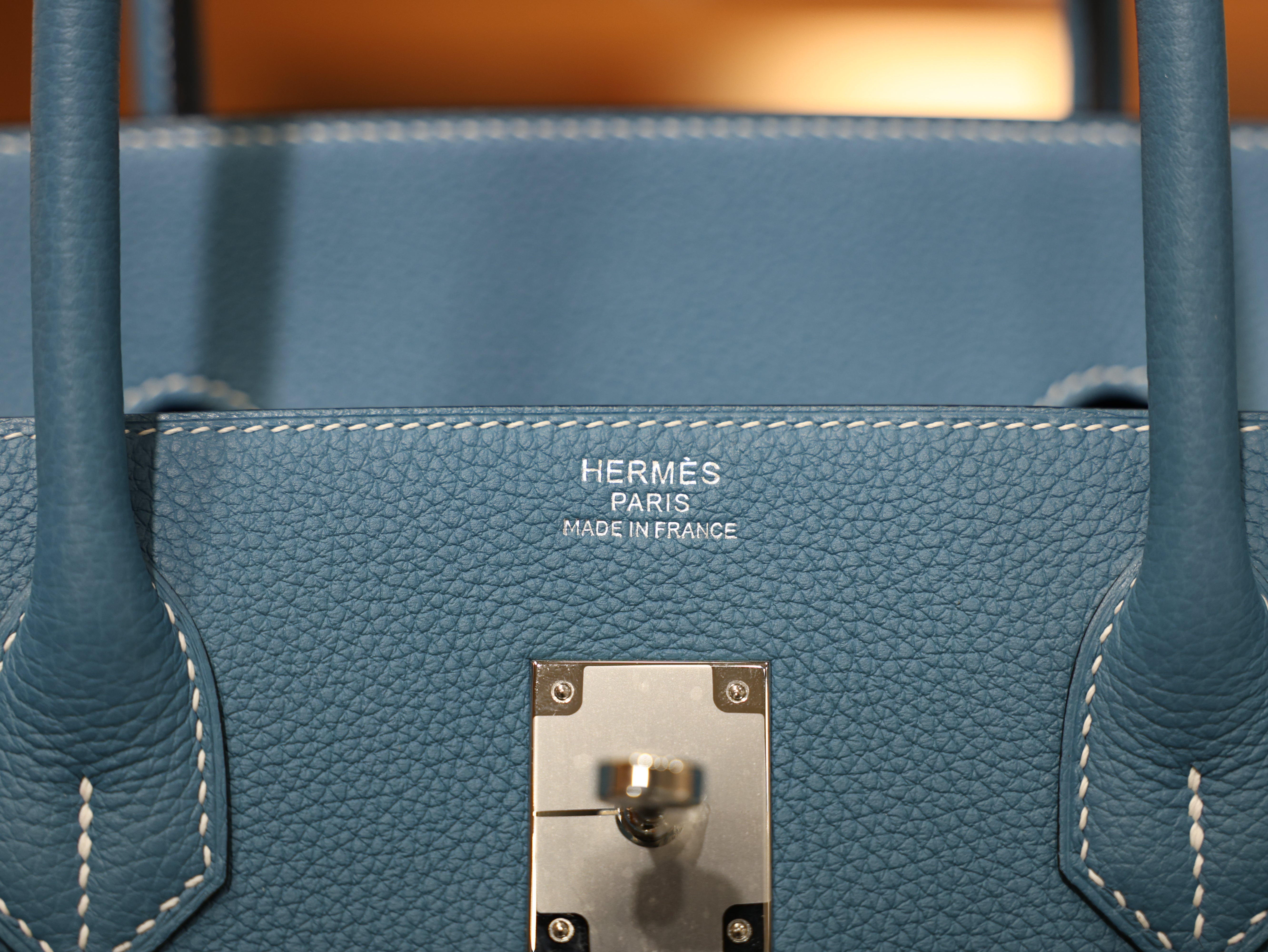 버킨 40 토고 블루진 은장