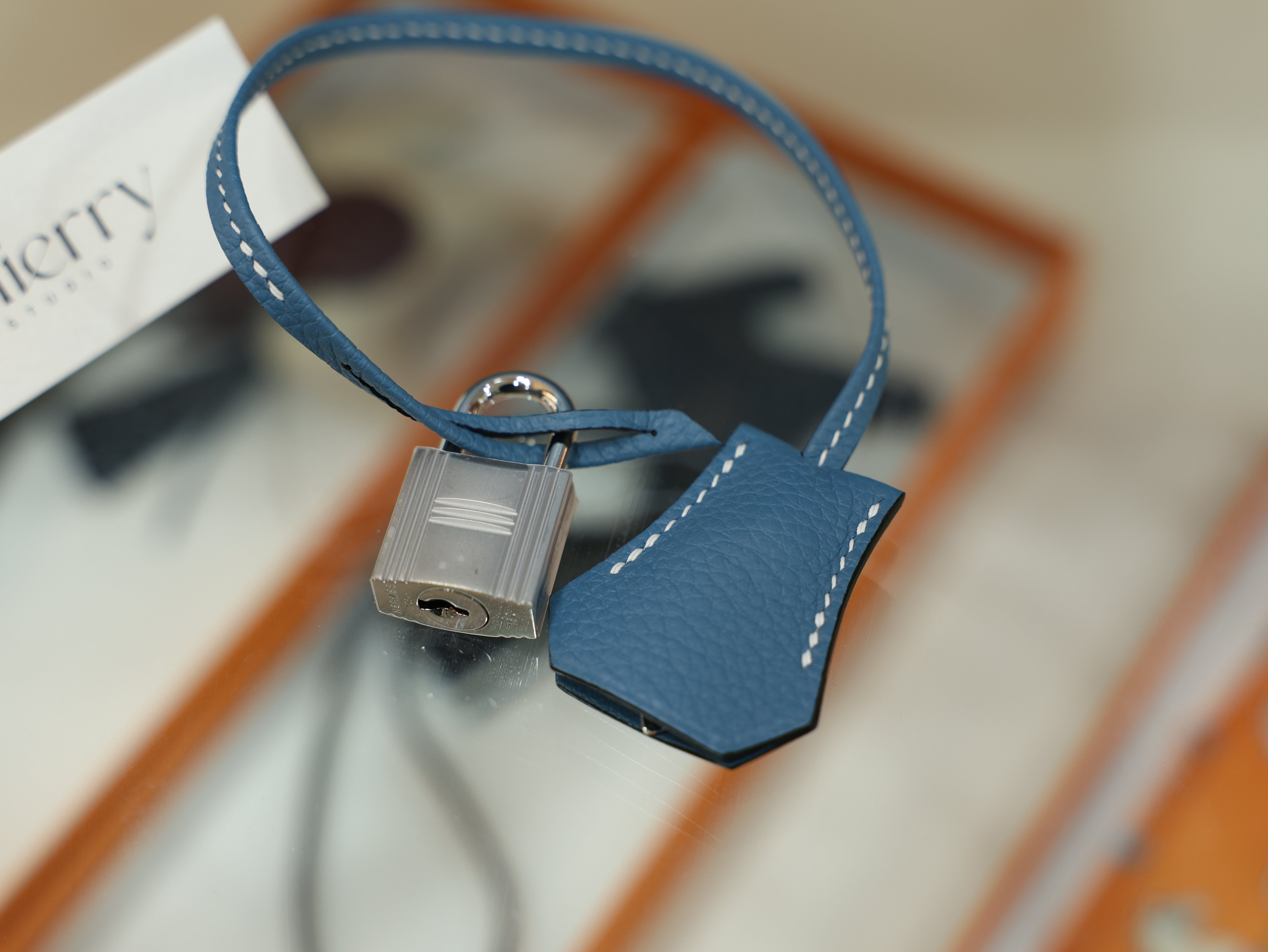 버킨 40 토고 블루진 은장