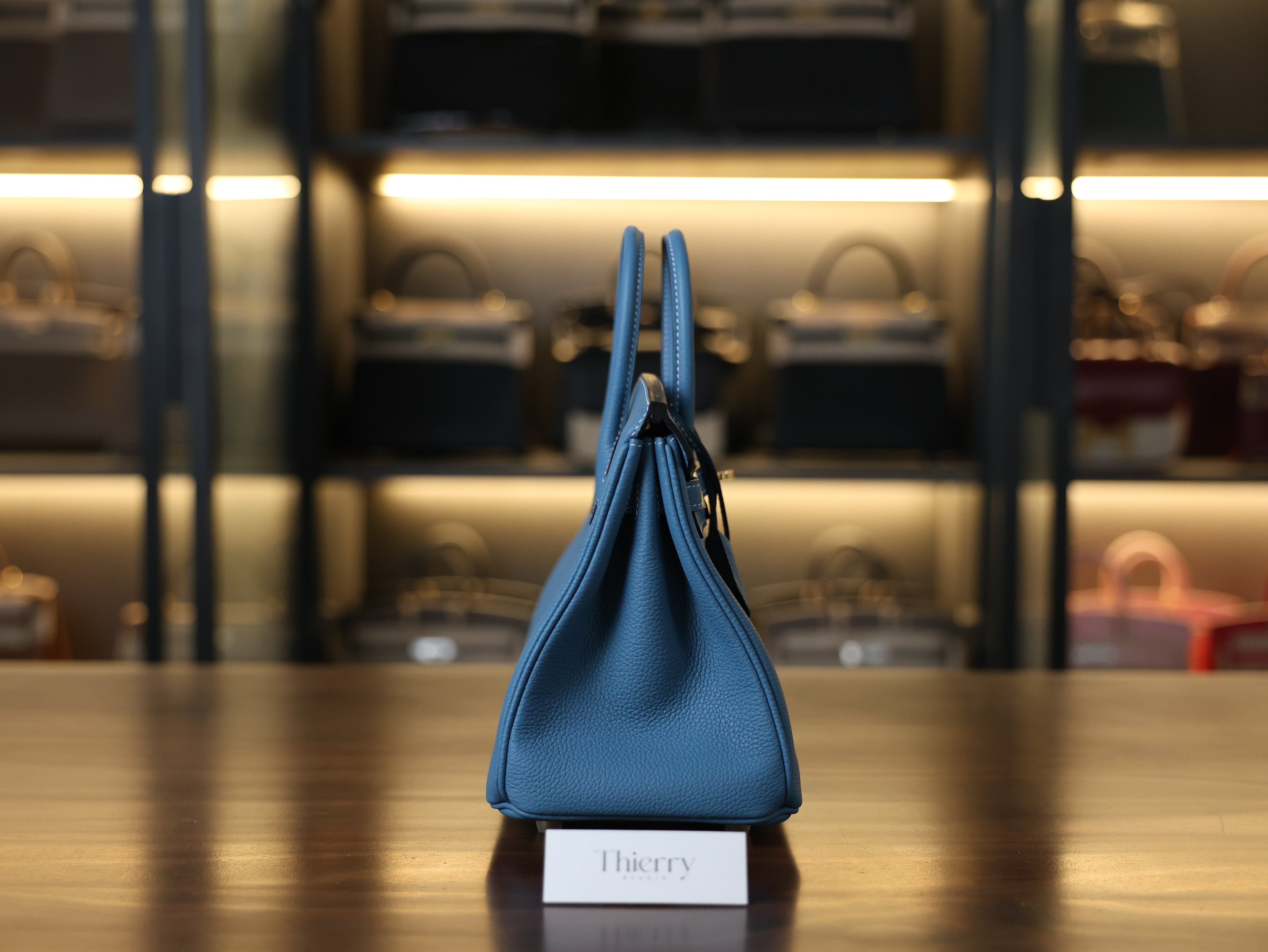 버킨 25 토고 블루진 금장