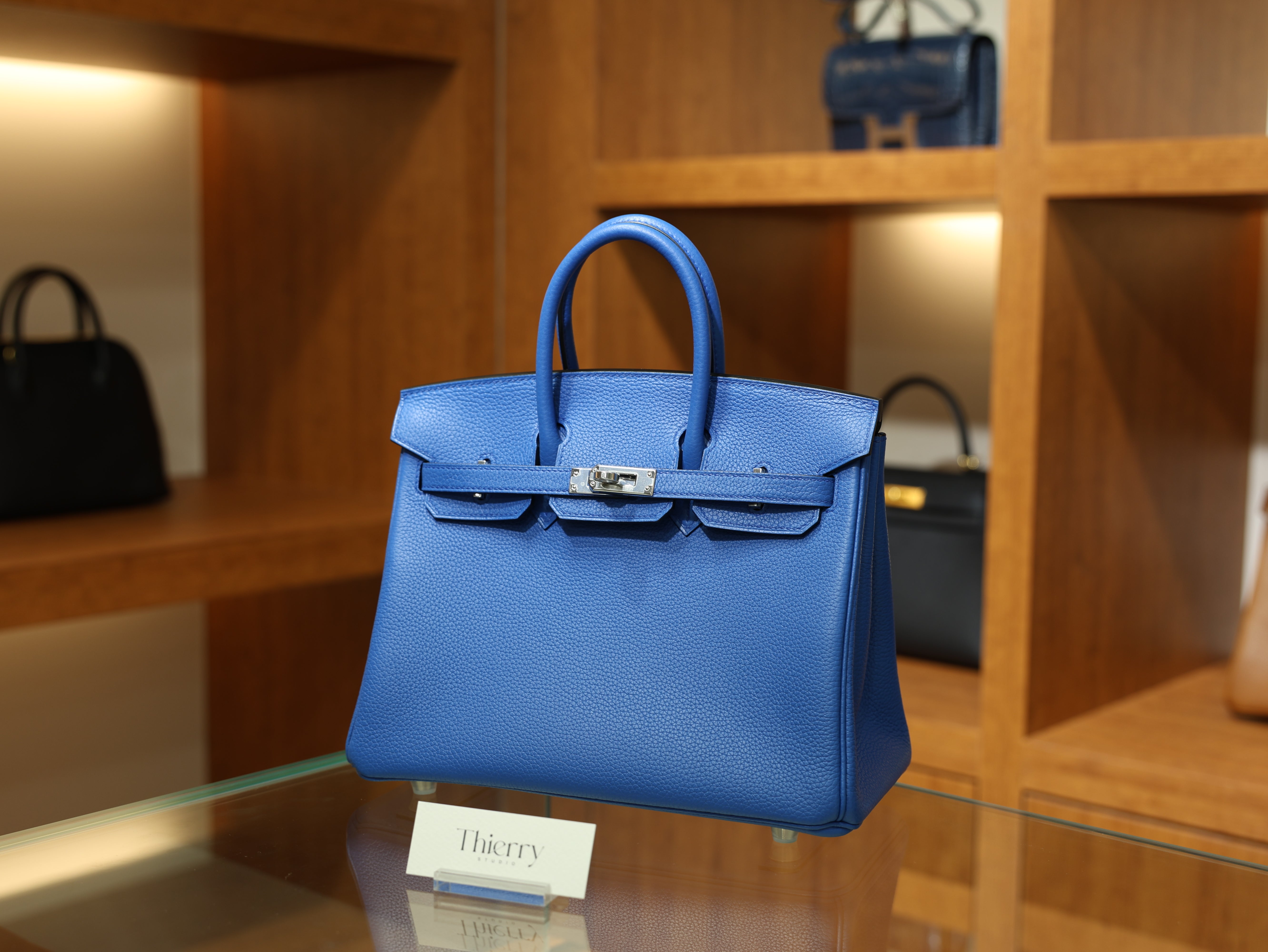 버킨 25 토고 블루 하이드라 은장