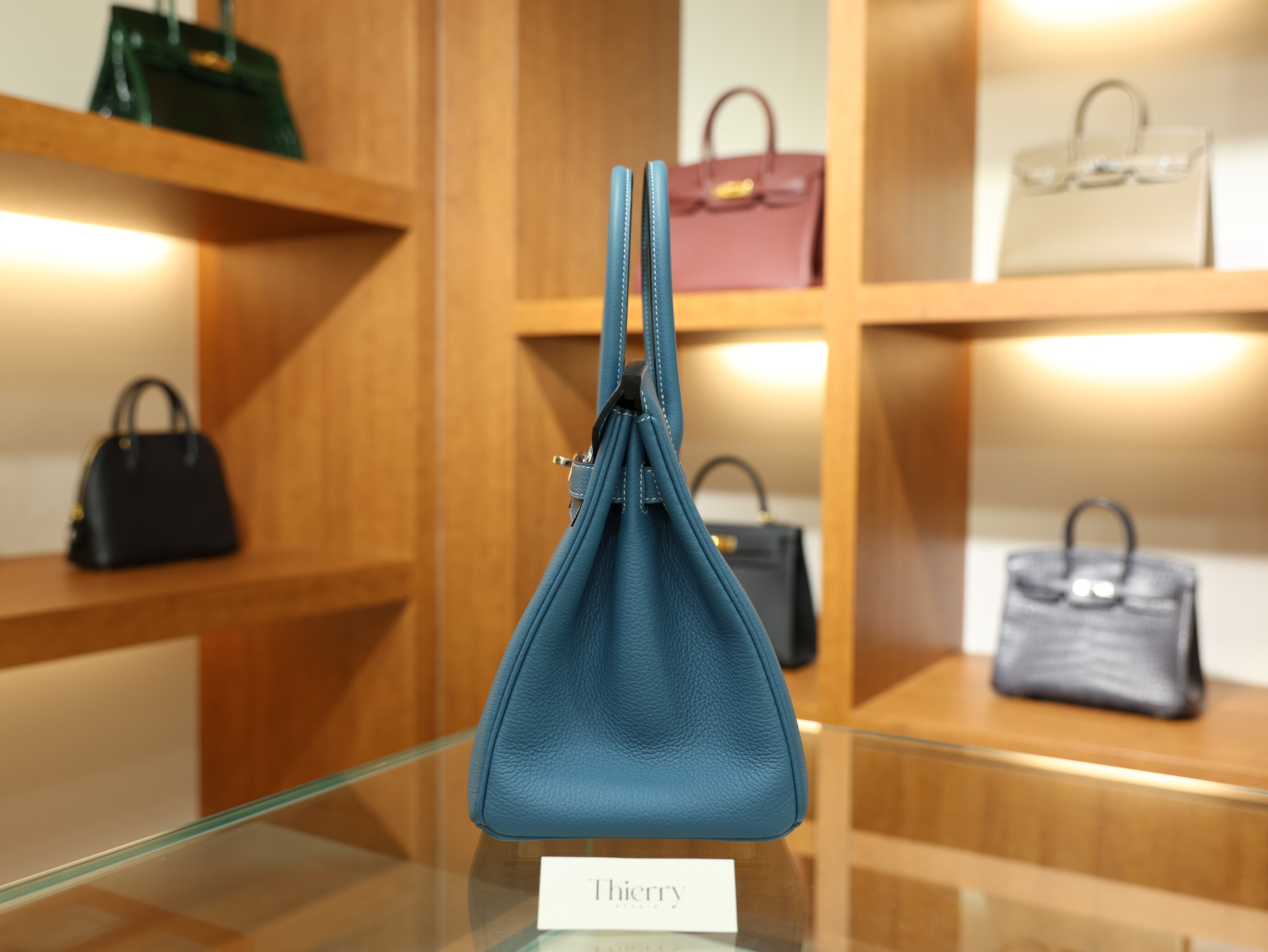 버킨 30 토고 블루진 은장