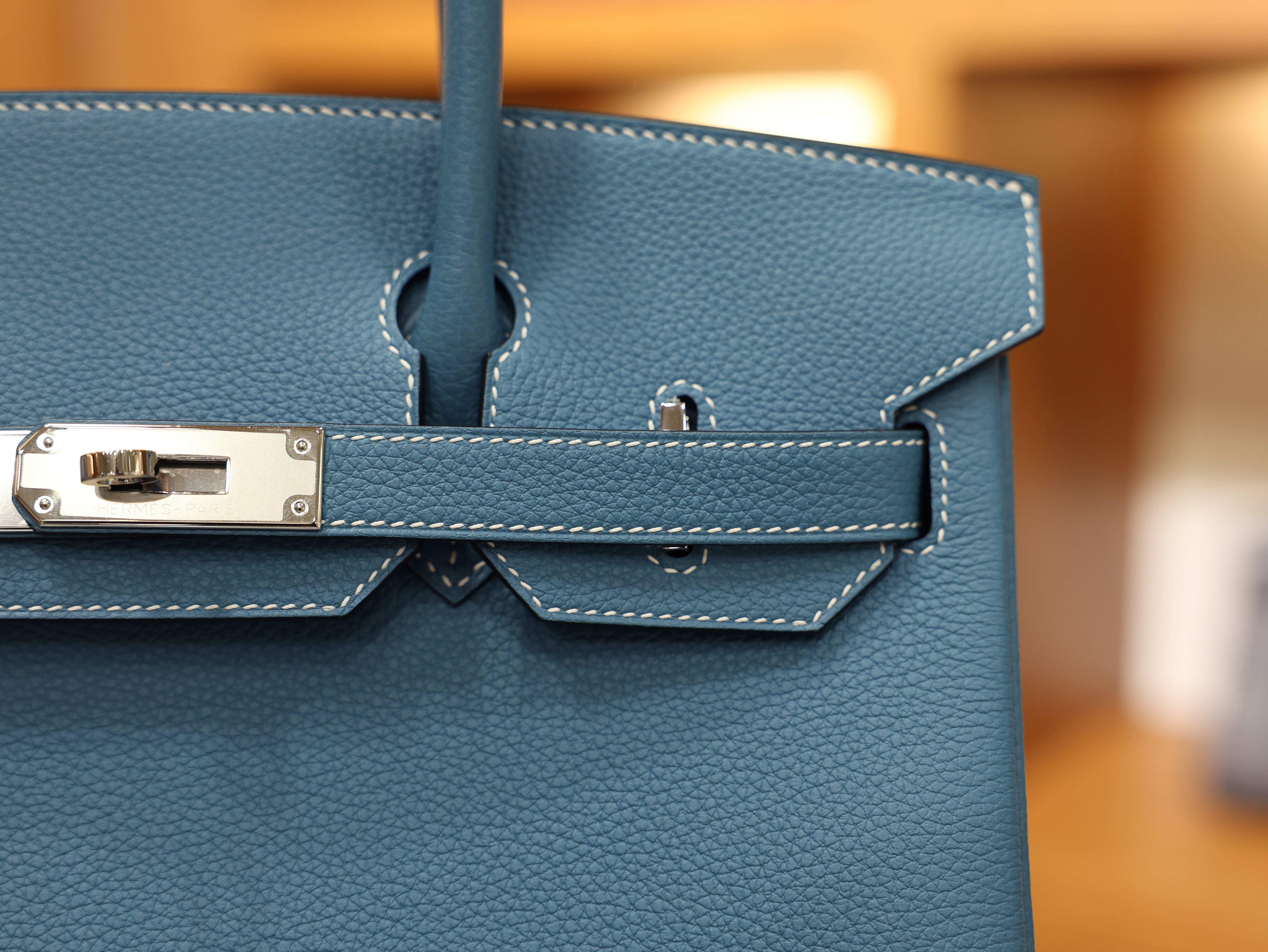 버킨 30 토고 블루진 은장