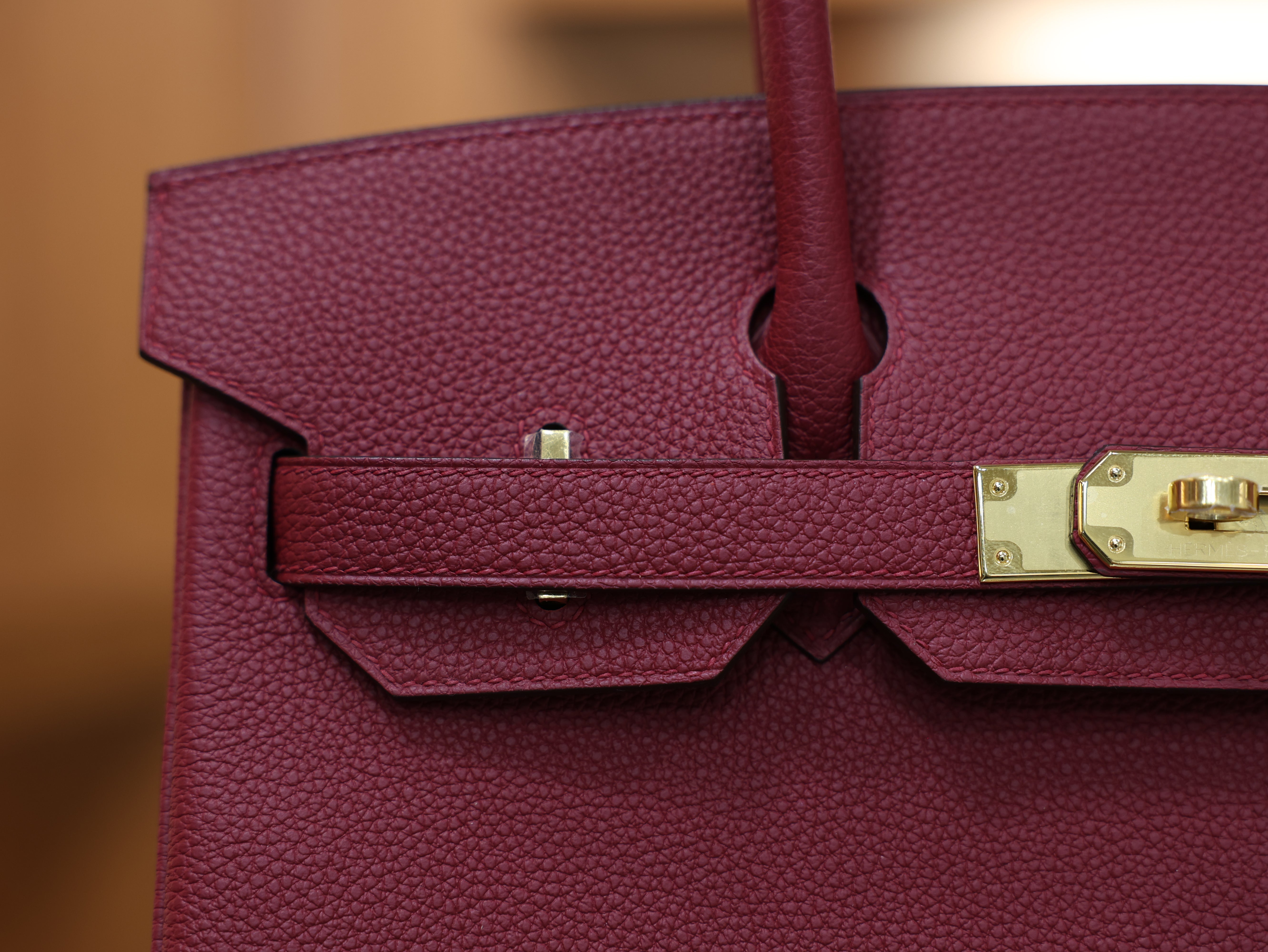 버킨 30 토고 루즈 그라나 금장