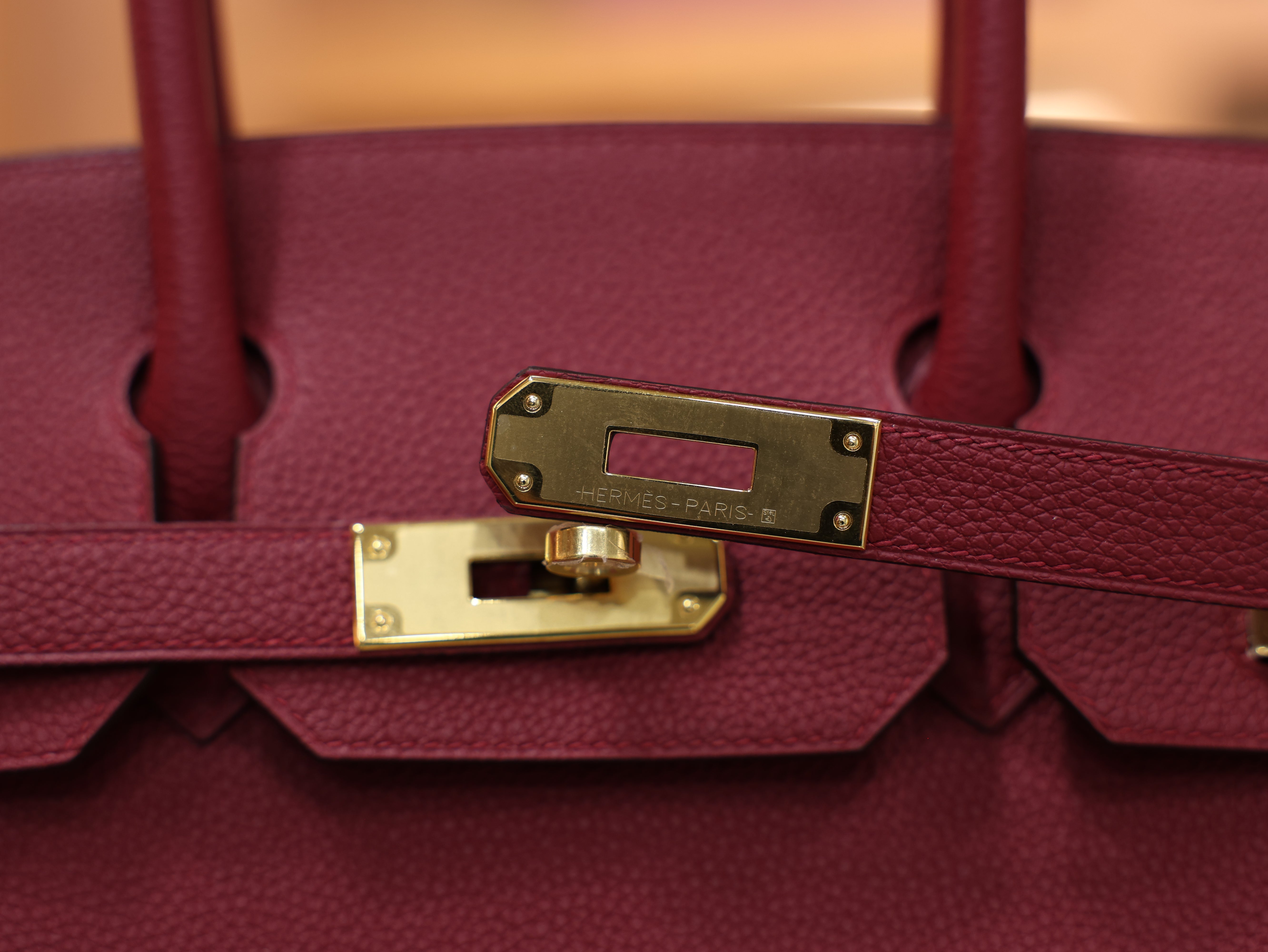 버킨 30 토고 루즈 그라나 금장